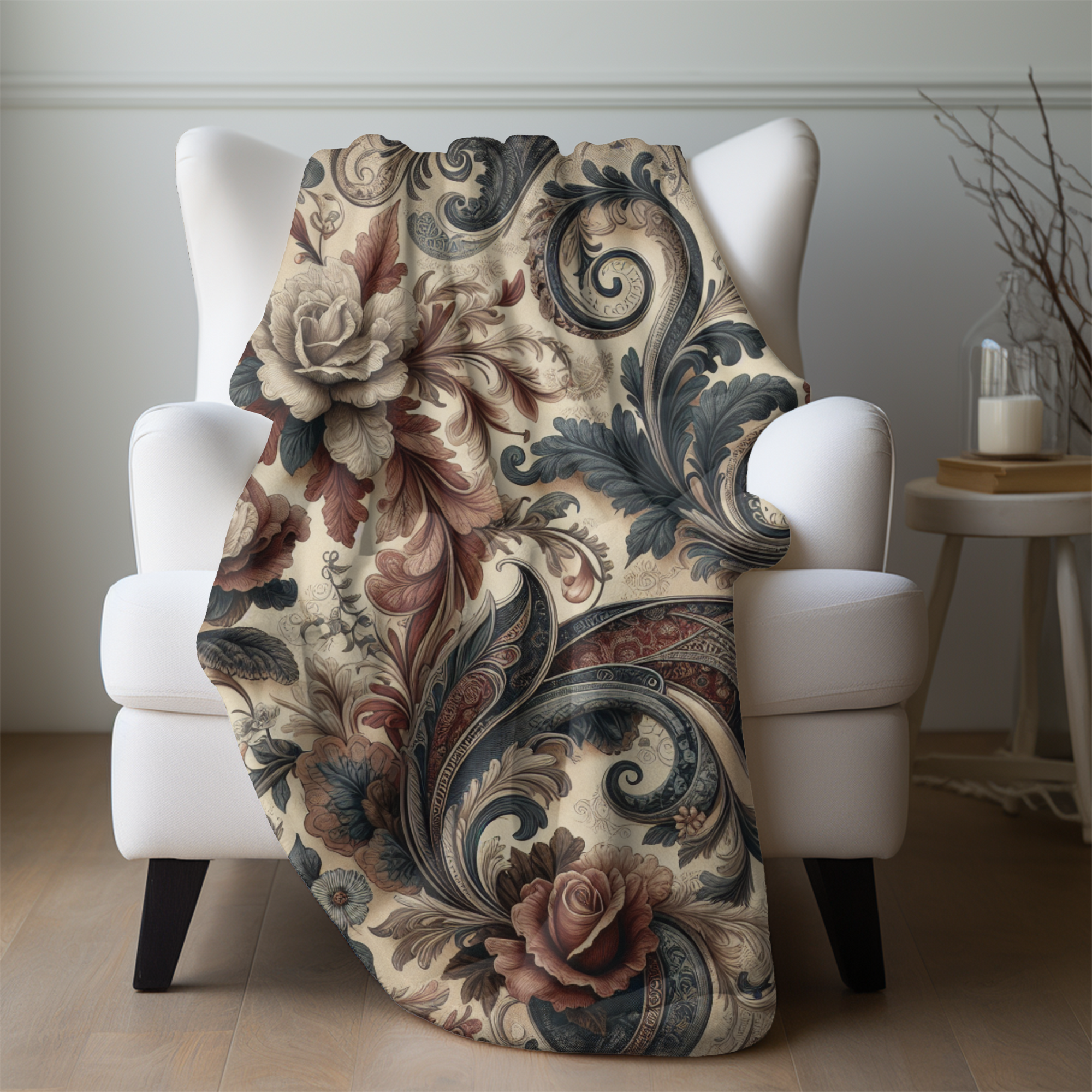 Victorian Paisley Garden – Romantic Sherpa Floral Blanket