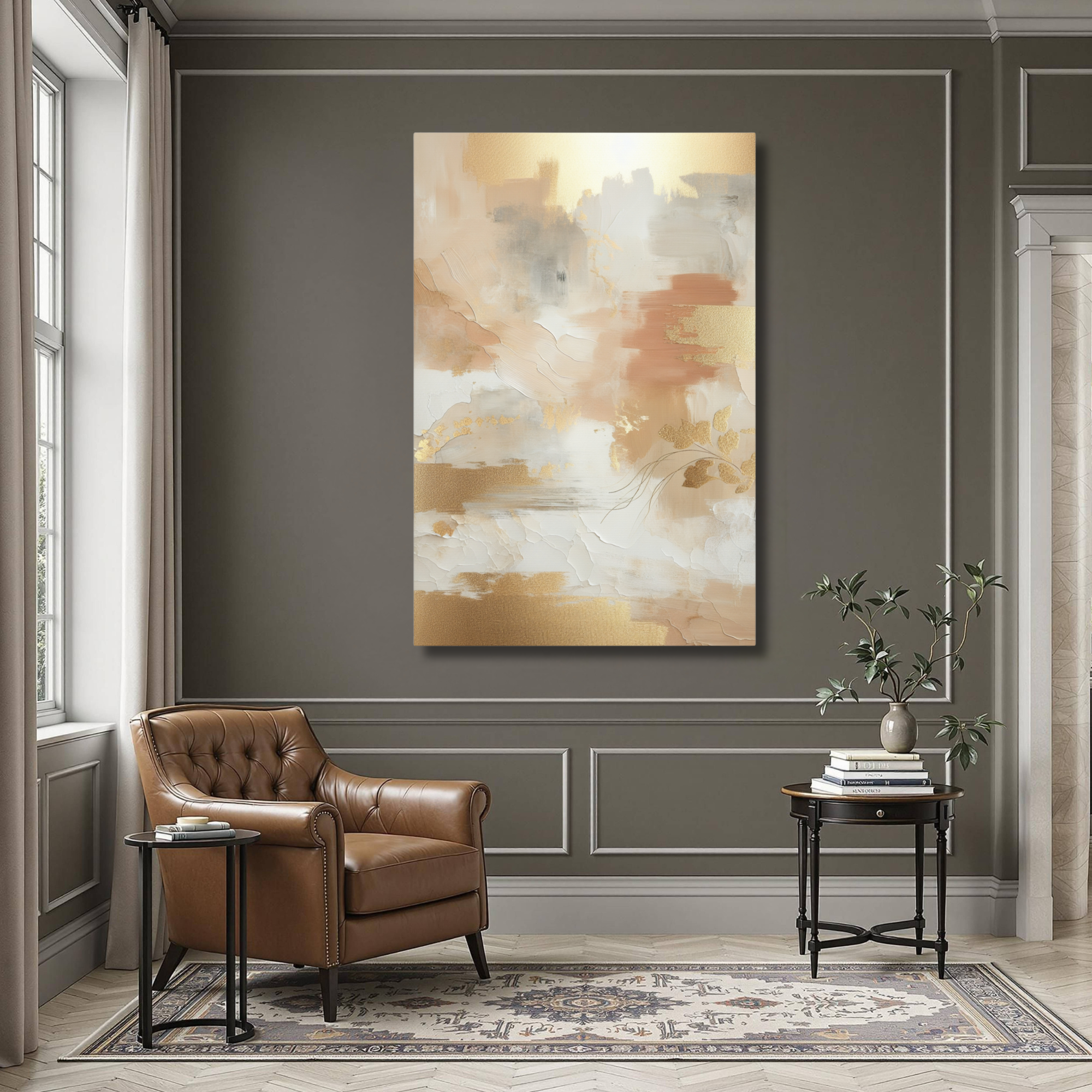 Gold and Beige Wall Art – Modern Neutral Canvas Print
