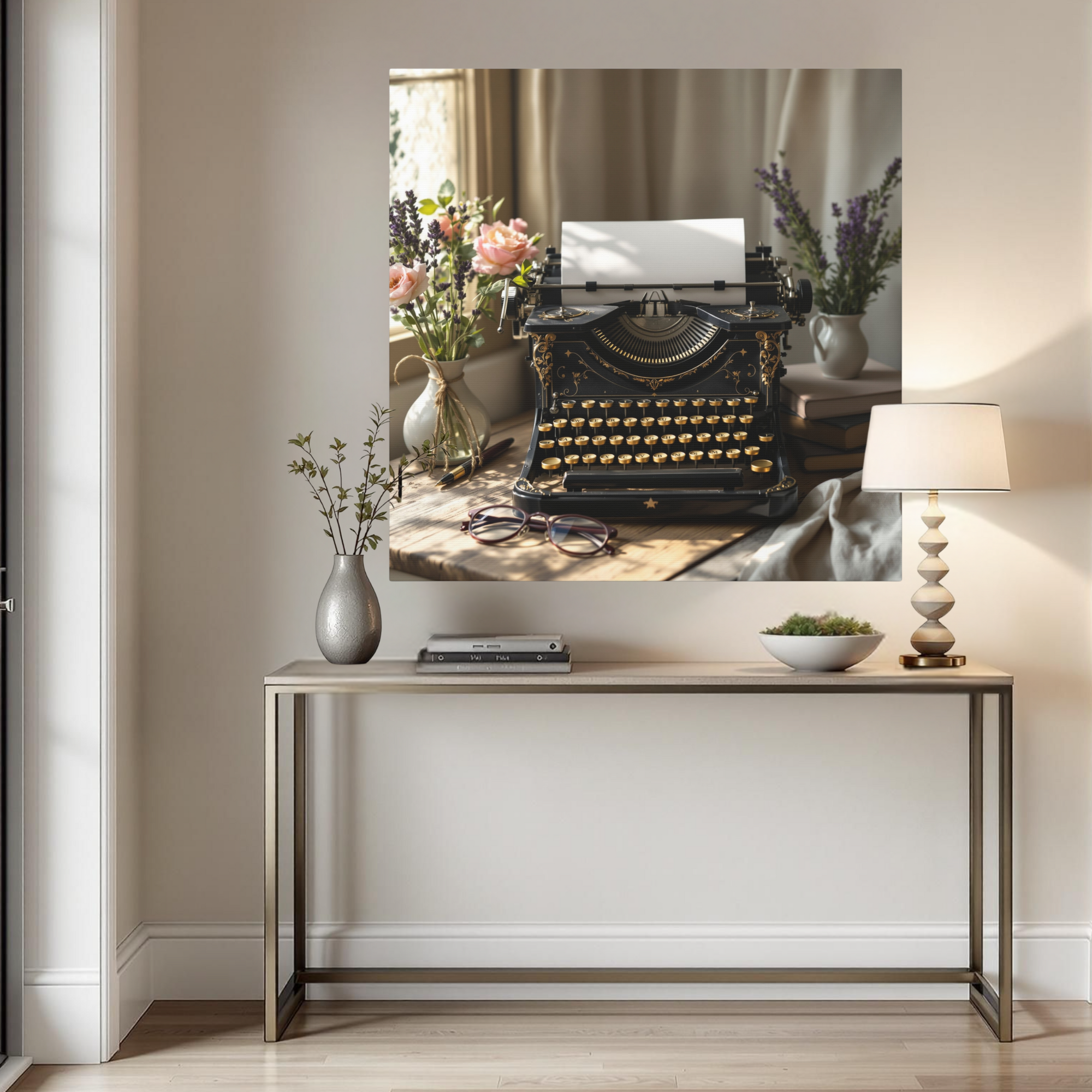 Vintage Typewriter Wall Art – Antique Writing Desk Décor