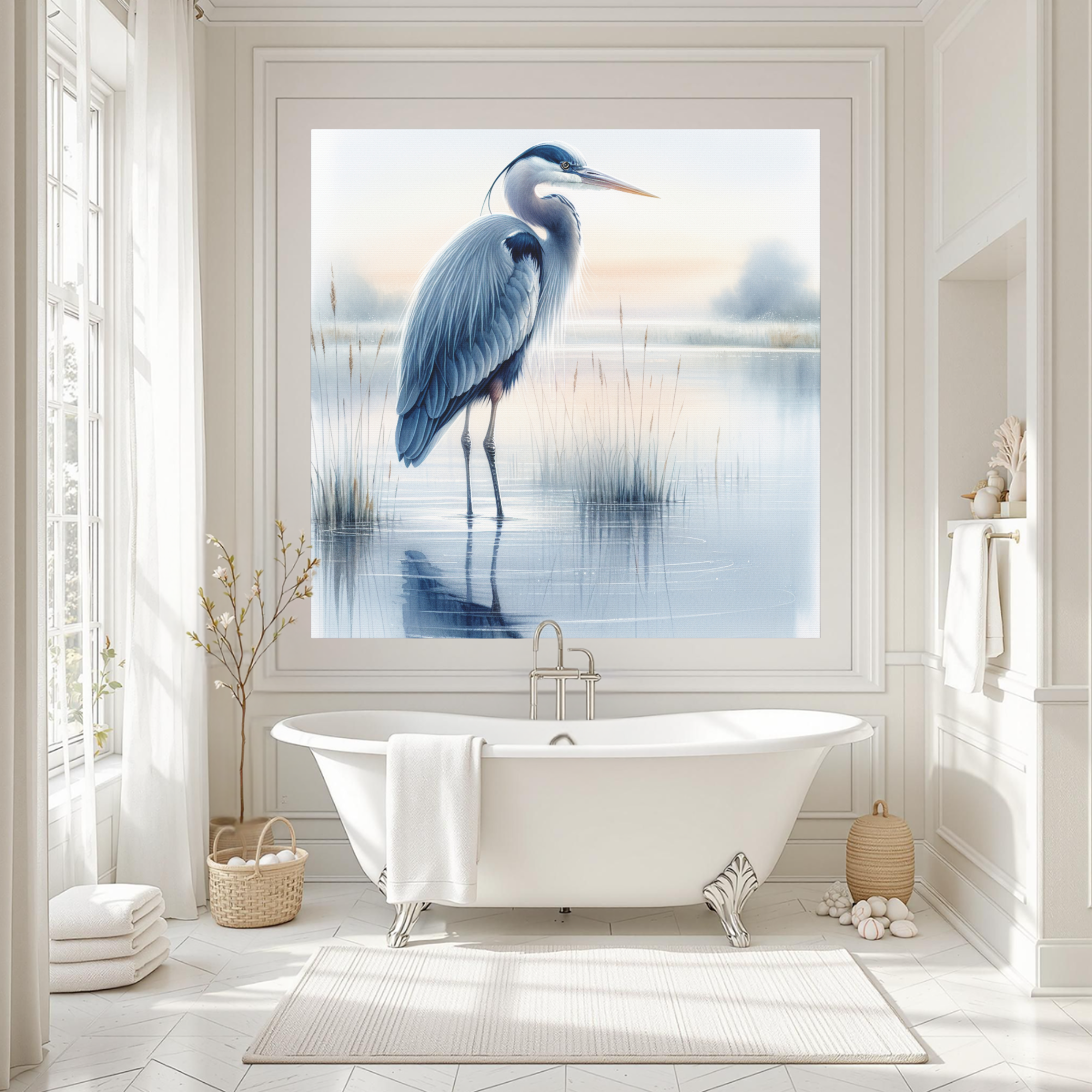 Blue Heron at Sunrise – Tranquil Nature Wall Art