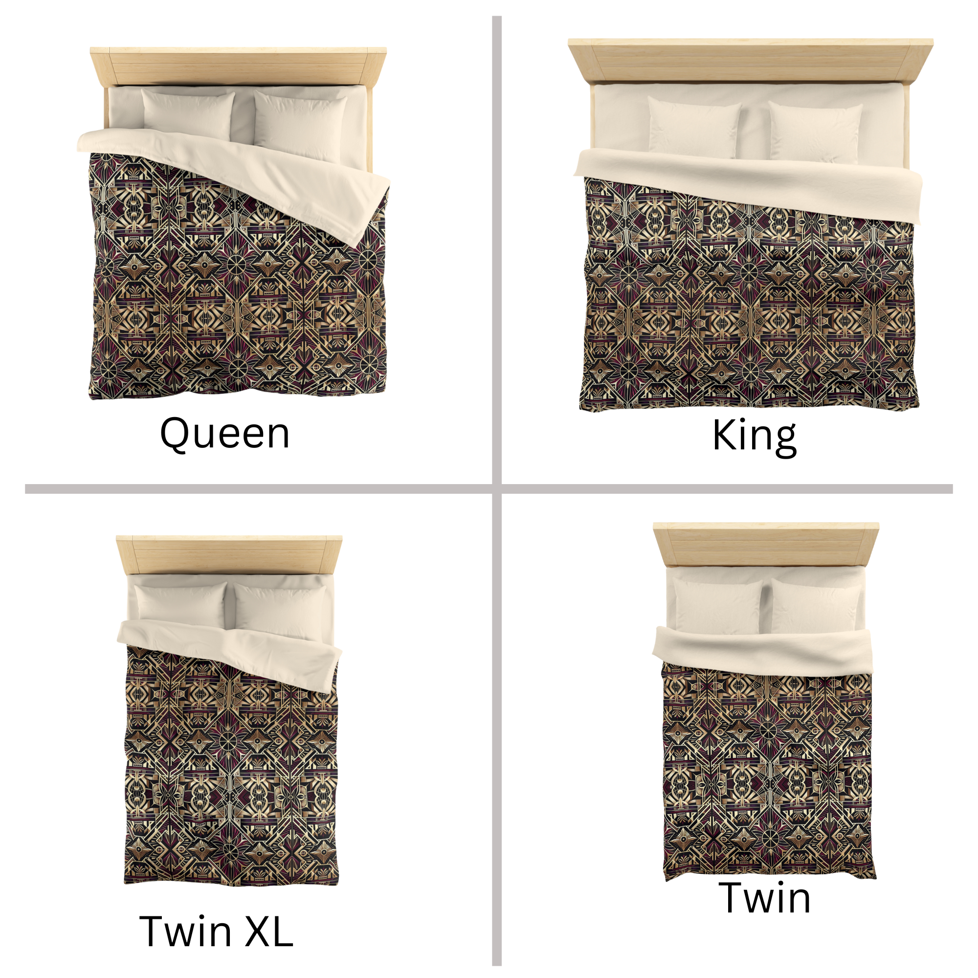 Gilded Geometric Elegance – Art Deco Duvet Cover
