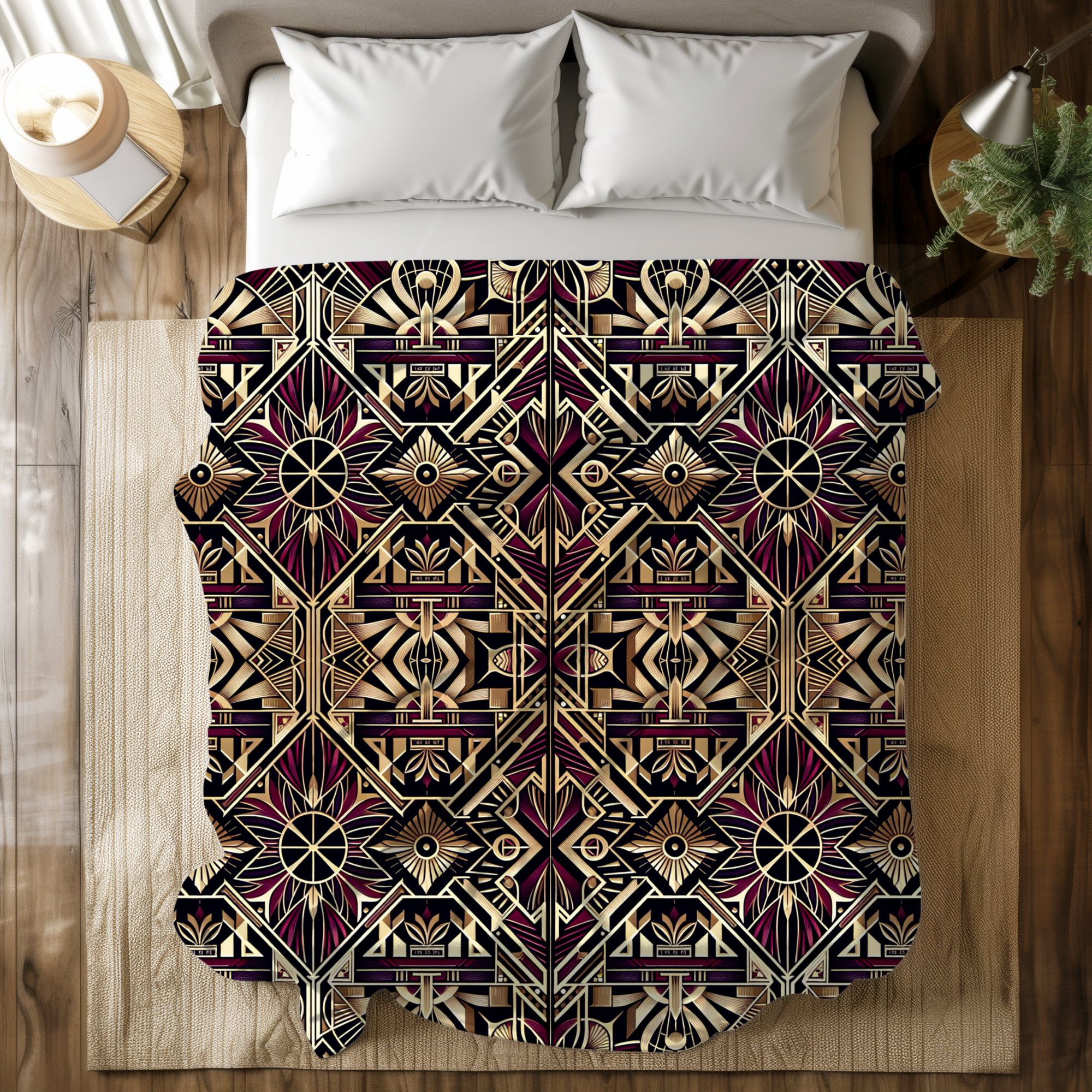 Gilded Geometric Elegance – Art Deco Duvet Cover