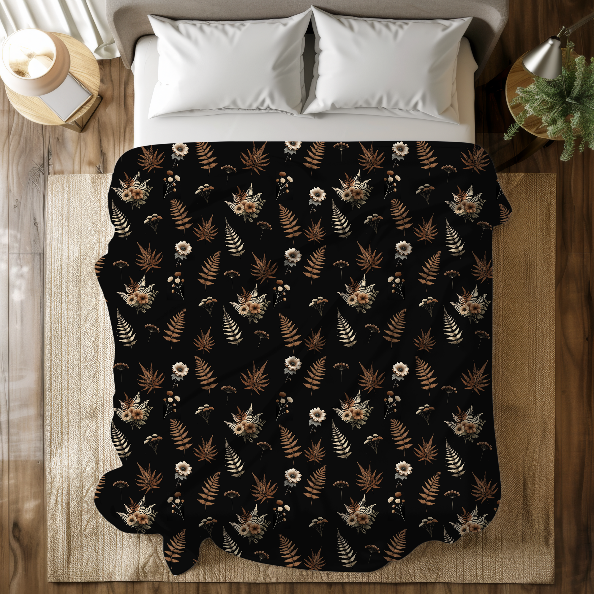 Pressed Fern & Daisy Duvet – Moody Vintage Botanical Bedding
