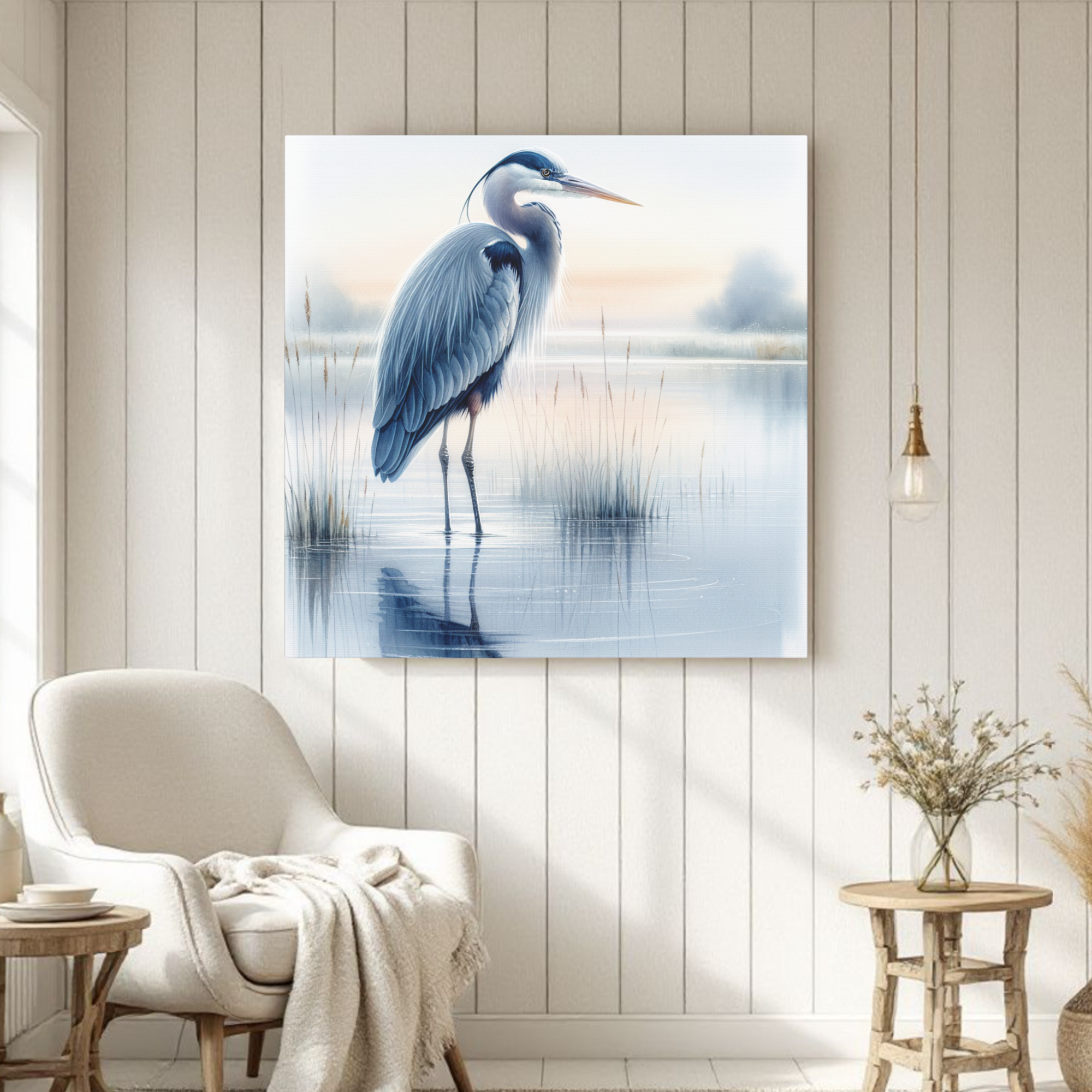 Blue Heron at Sunrise – Tranquil Nature Wall Art