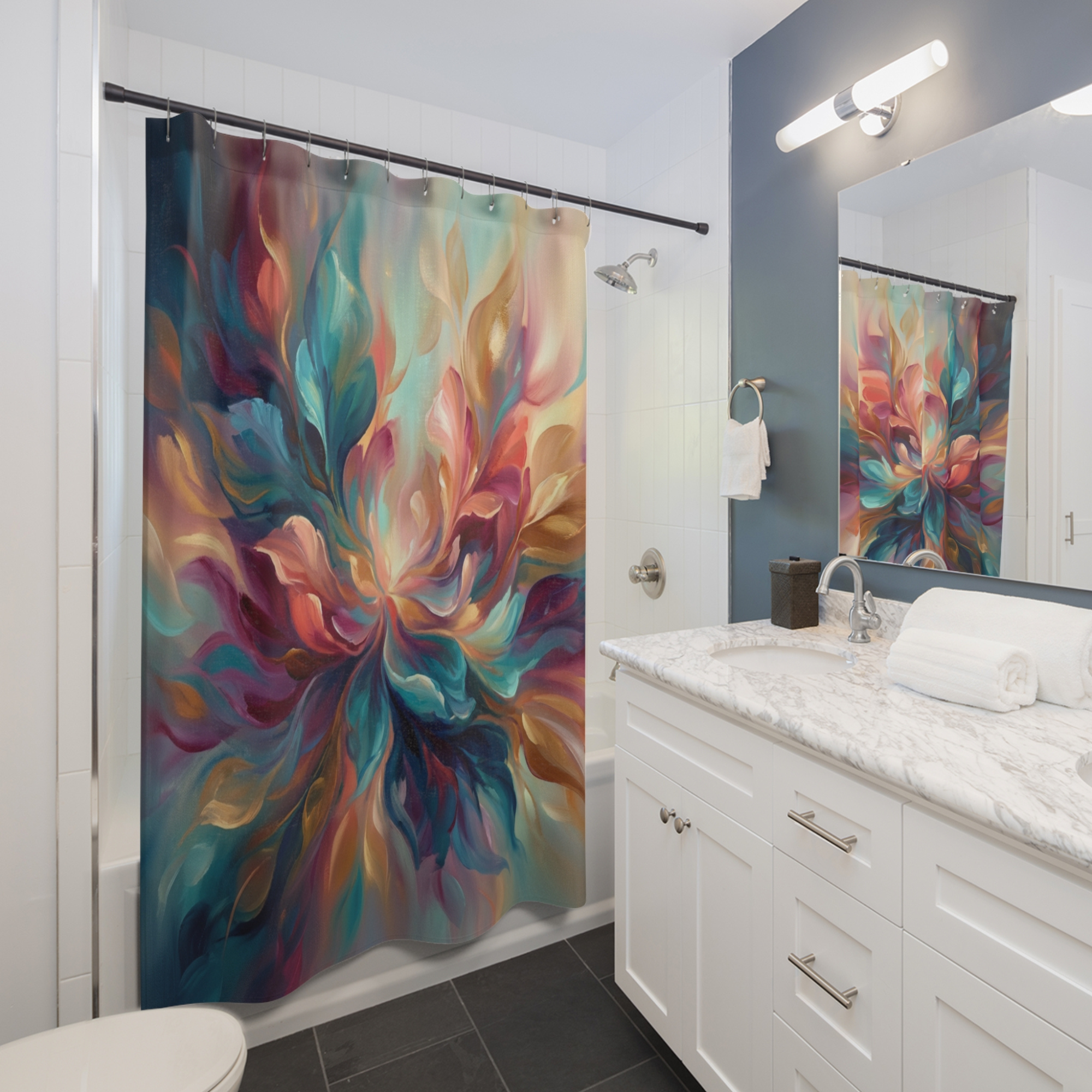 Abstract Floral Burst Shower Curtain