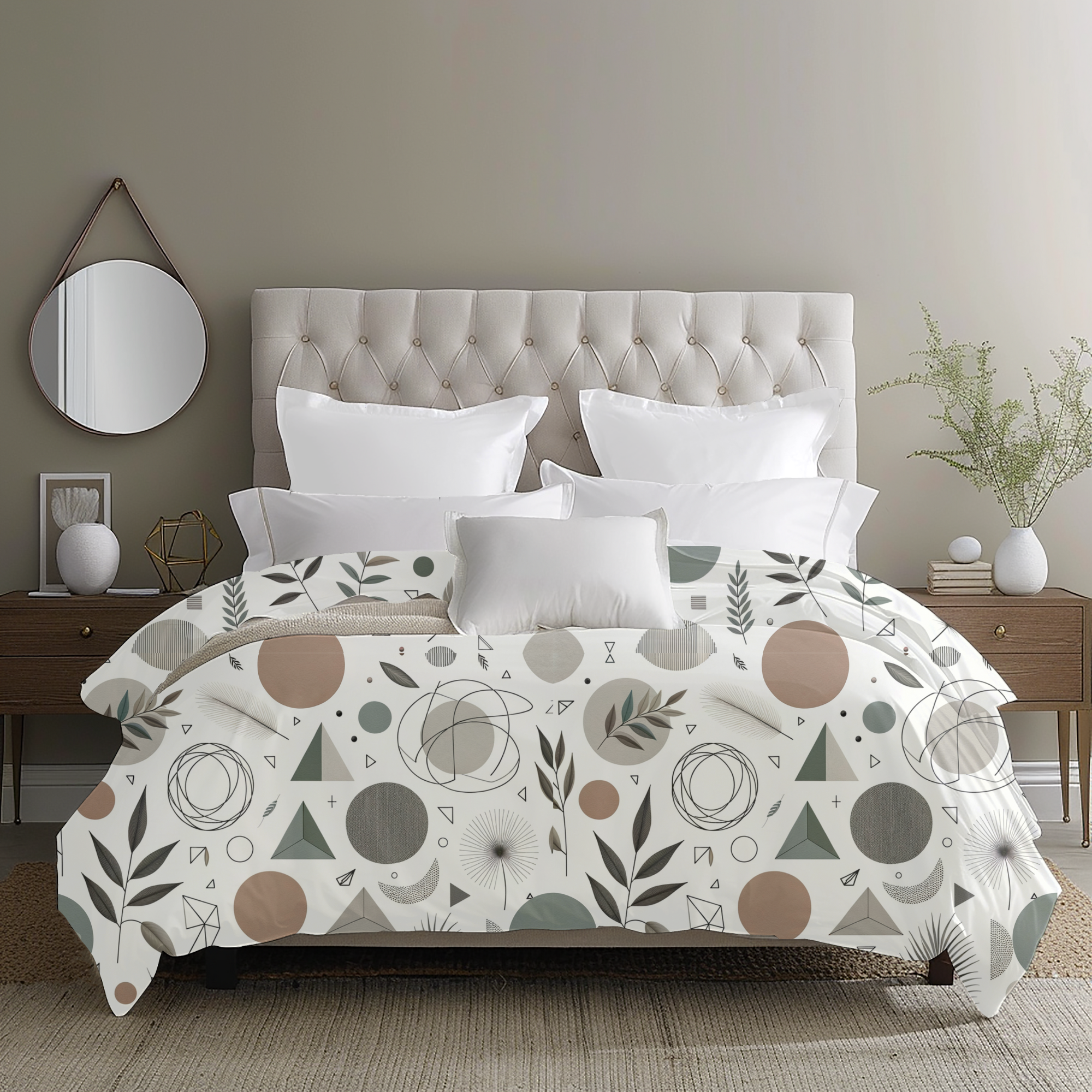 Earthy Geometric Shapes Duvet – Boho Modern Bedding