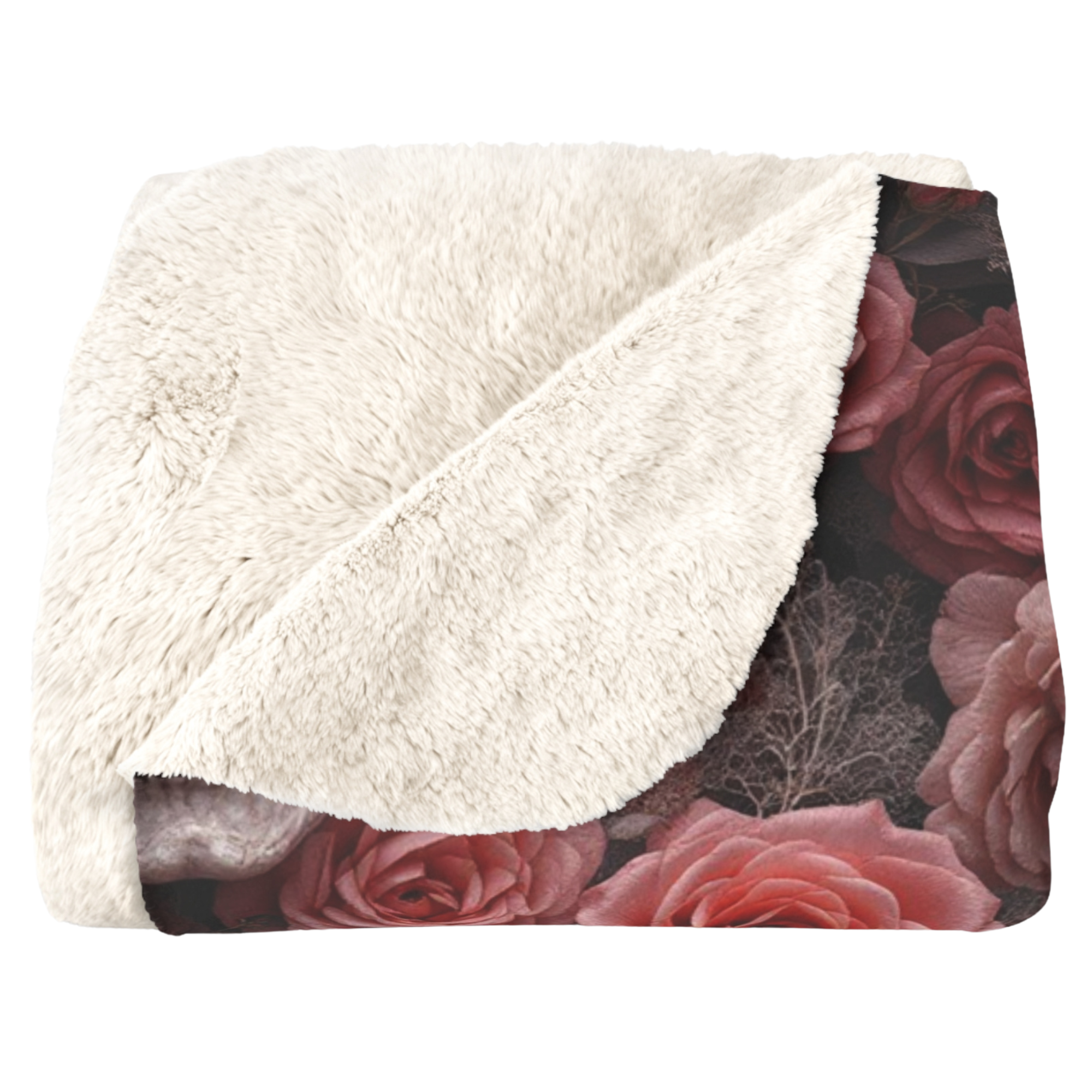 Dark Roses and Skulls – Gothic Sherpa Blanket