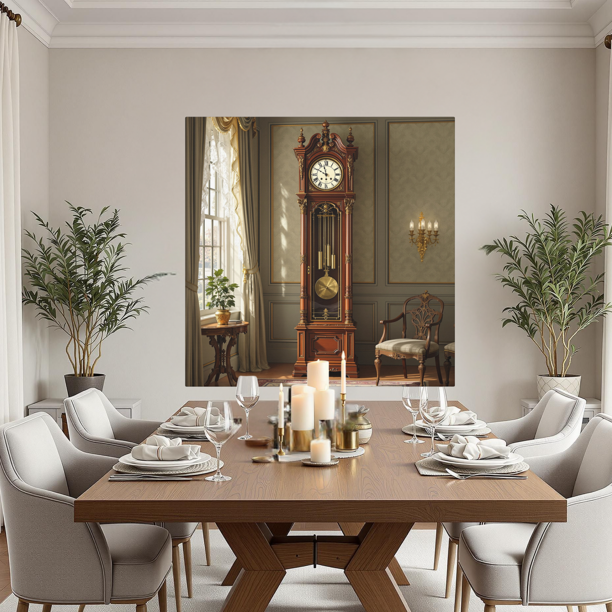 Victorian Grandfather Clock – Elegant Antique Wall Art for Classic Interiors