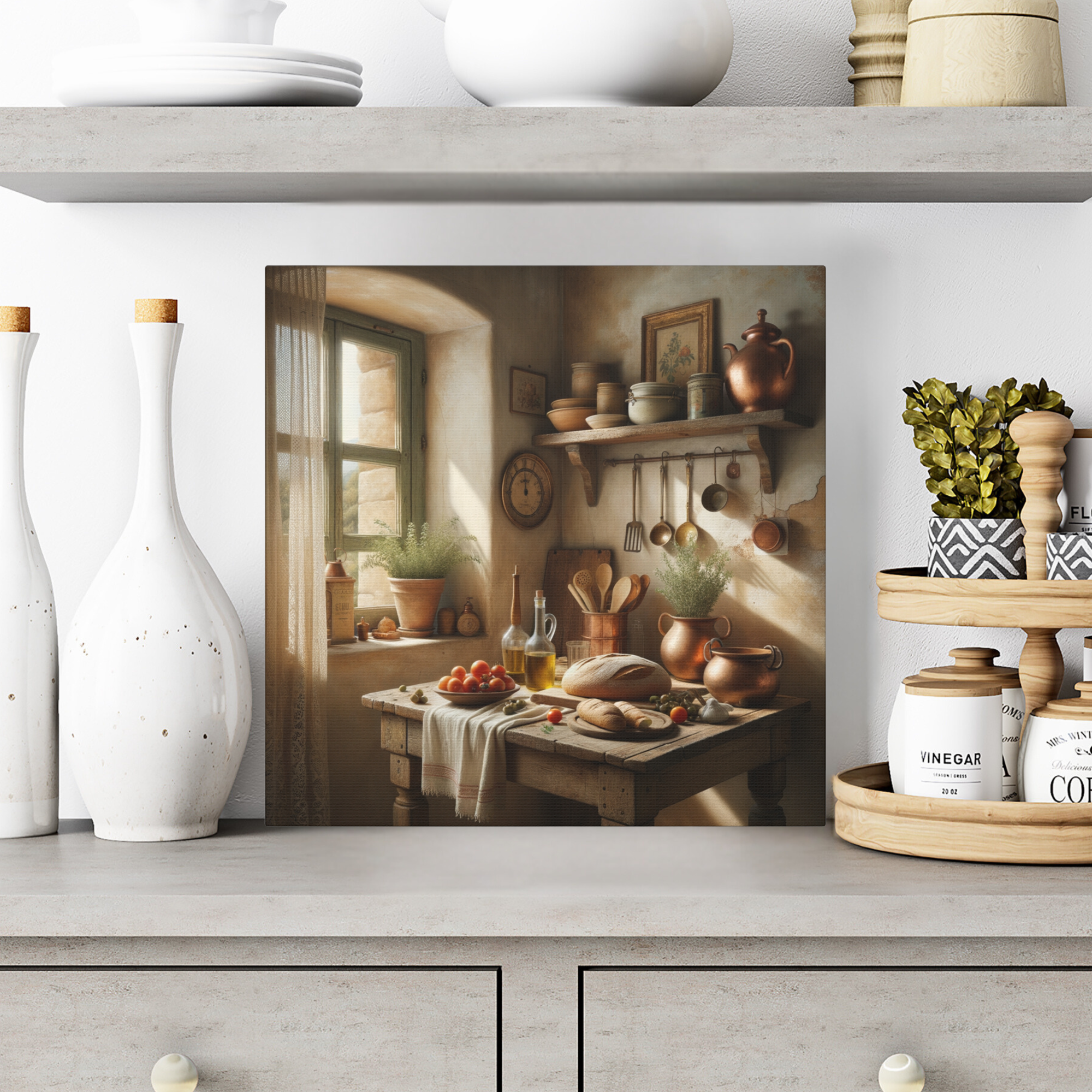 Sunlit Italian Kitchen Wall Art – Rustic Tuscan Countryside Décor
