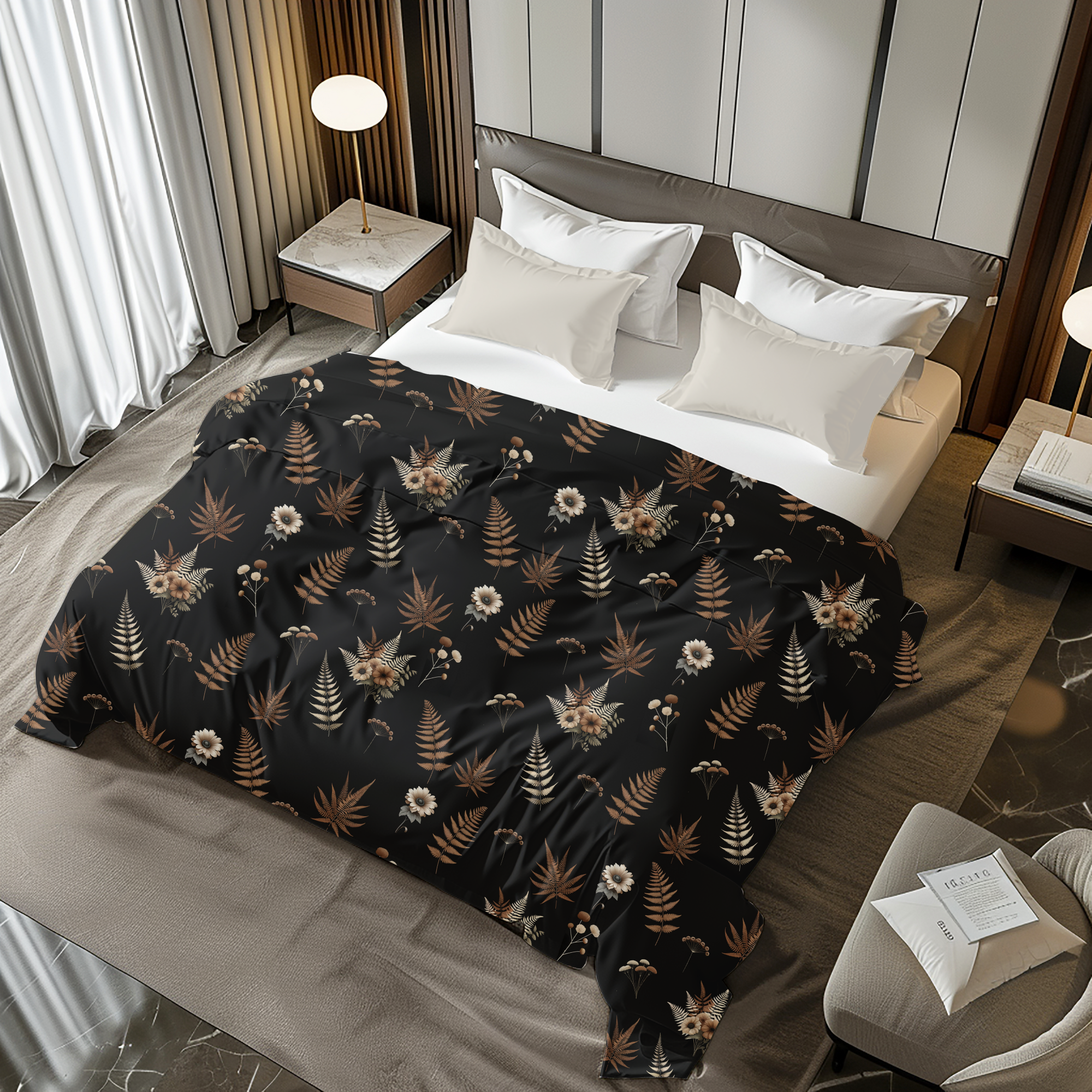 Pressed Fern & Daisy Duvet – Moody Vintage Botanical Bedding
