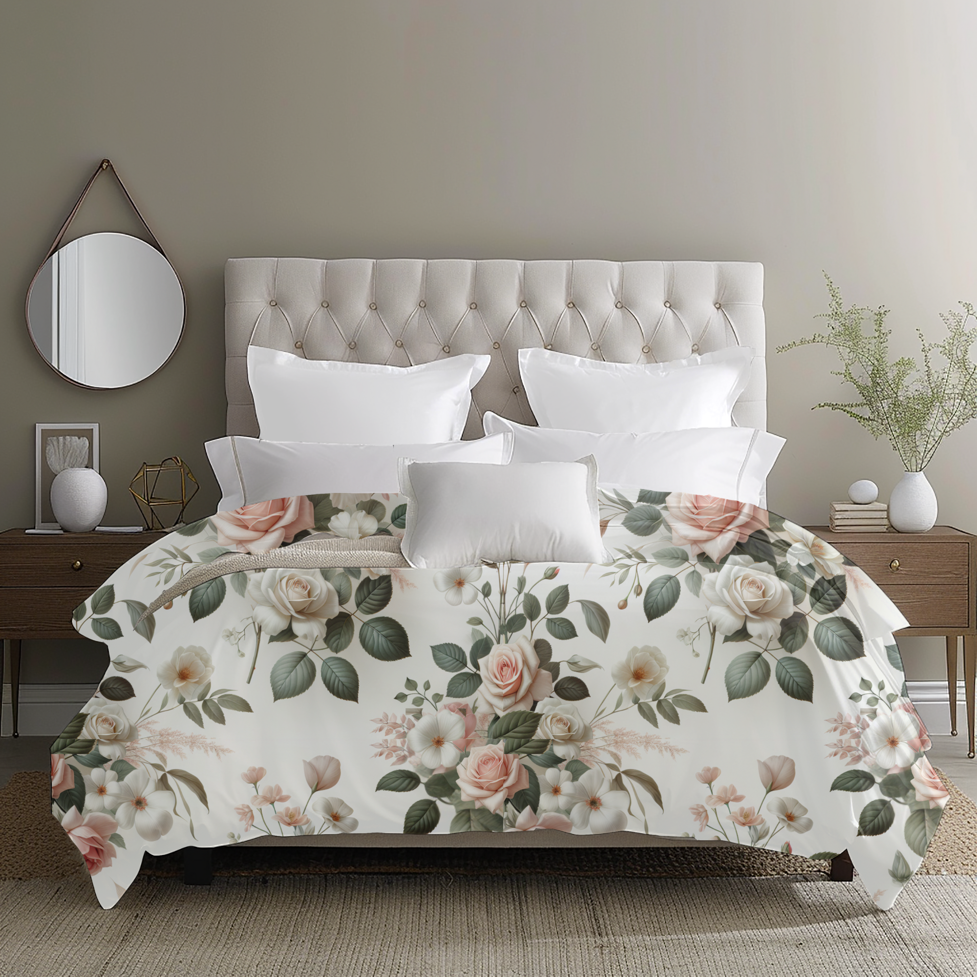 Romantic Garden Bouquet – Blush Floral Duvet Cover