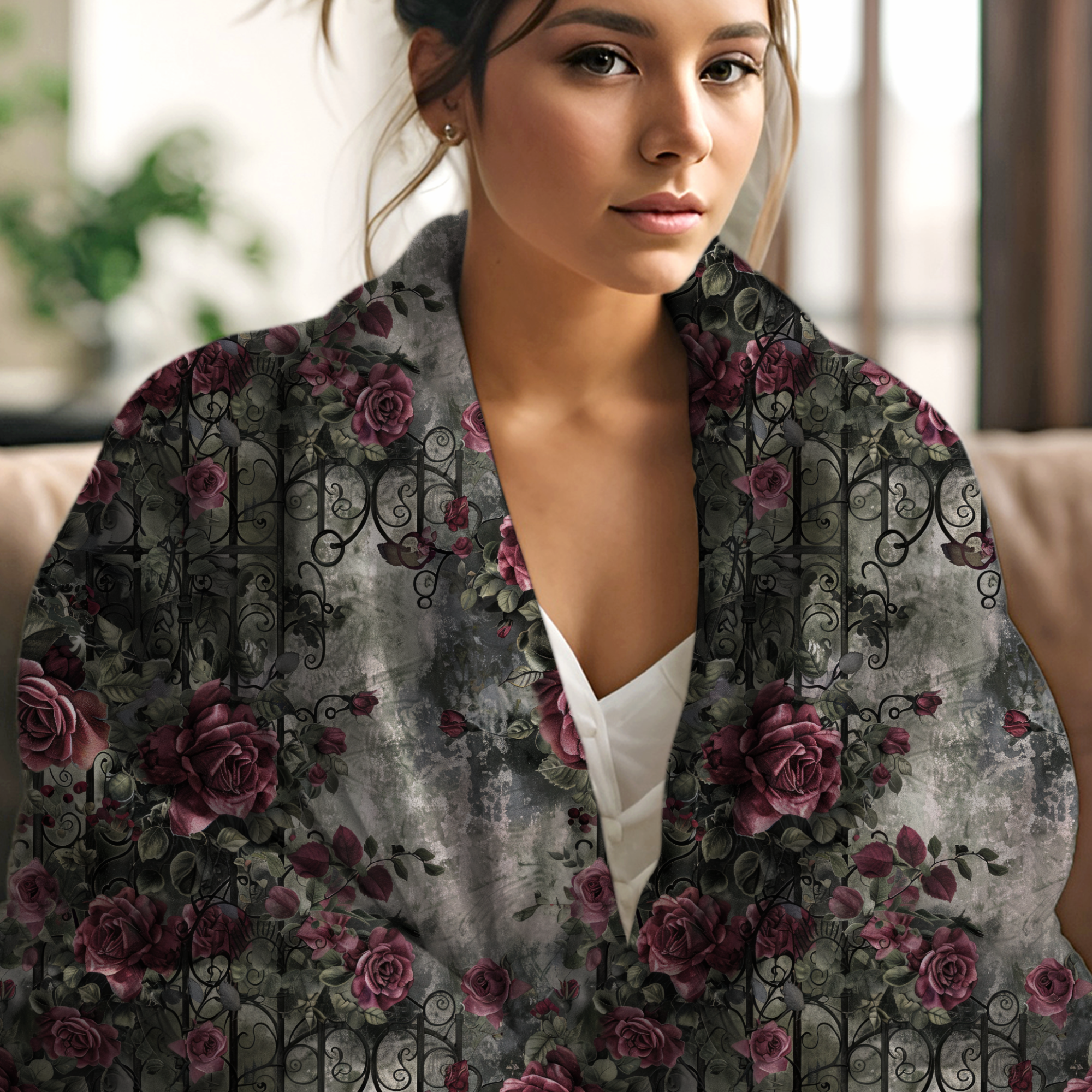 Romantic Gothic Rose Garden – Velveteen Blanket
