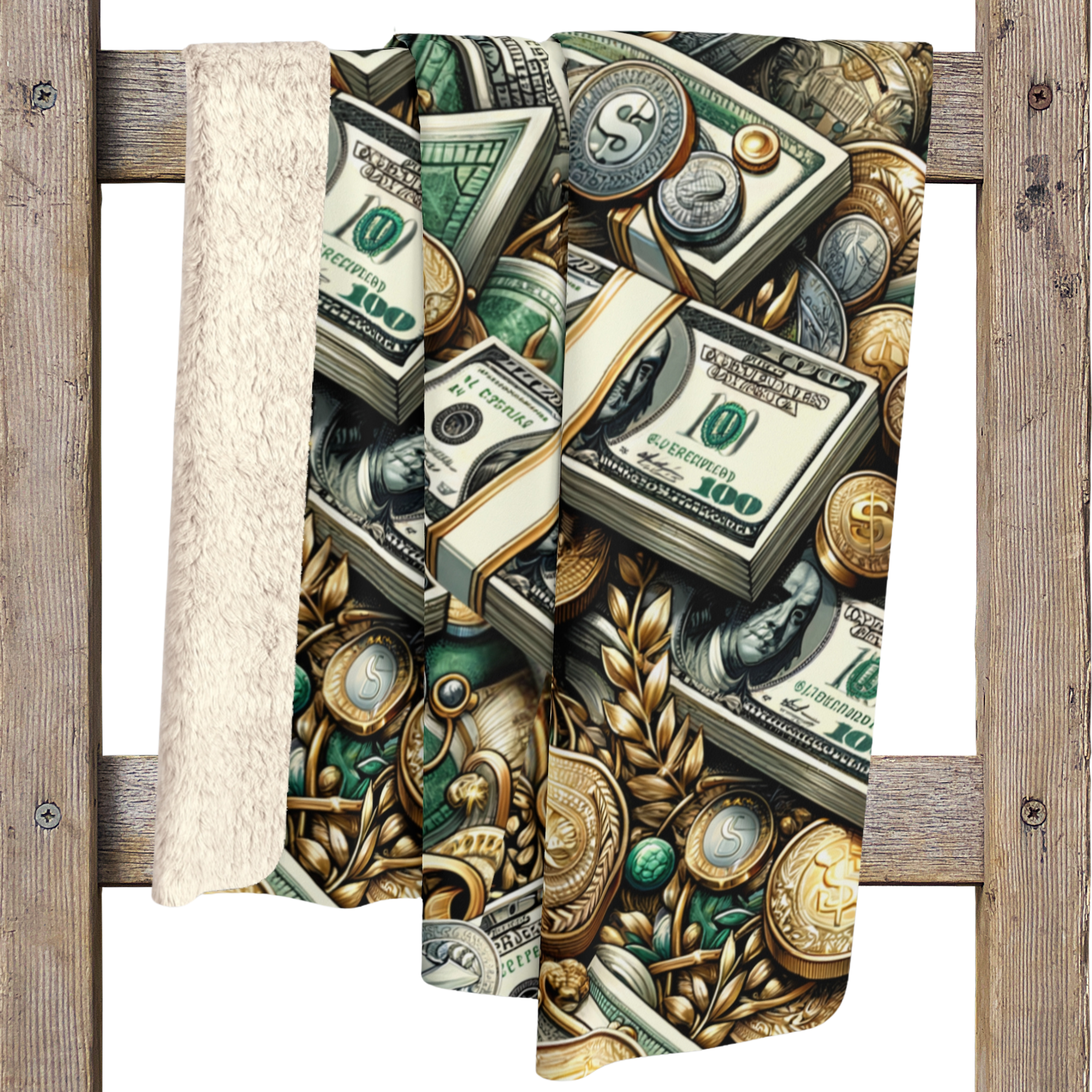 Stacks of Wealth – Luxury Money Sherpa Blanket