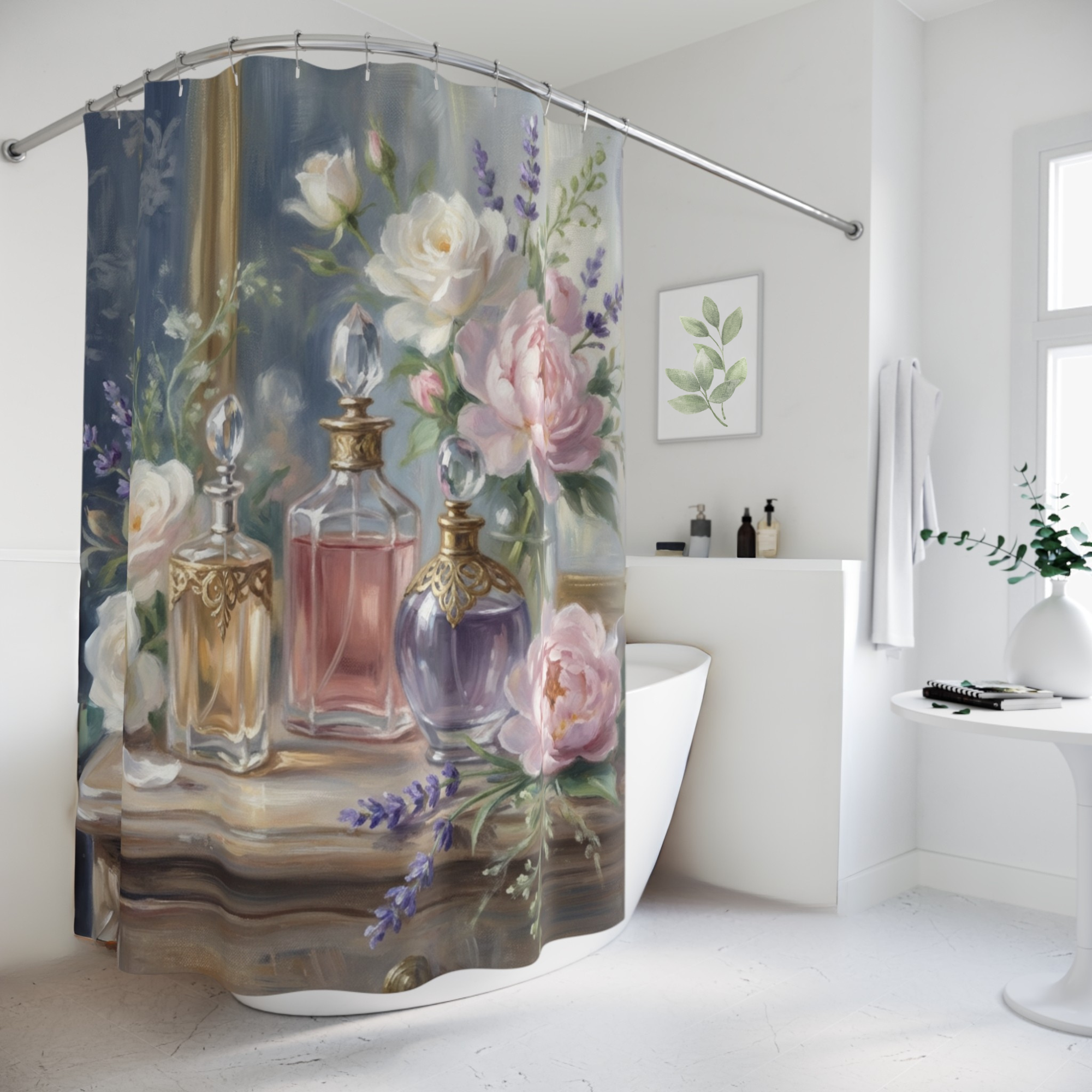 Vintage Floral Perfume Shower Curtain