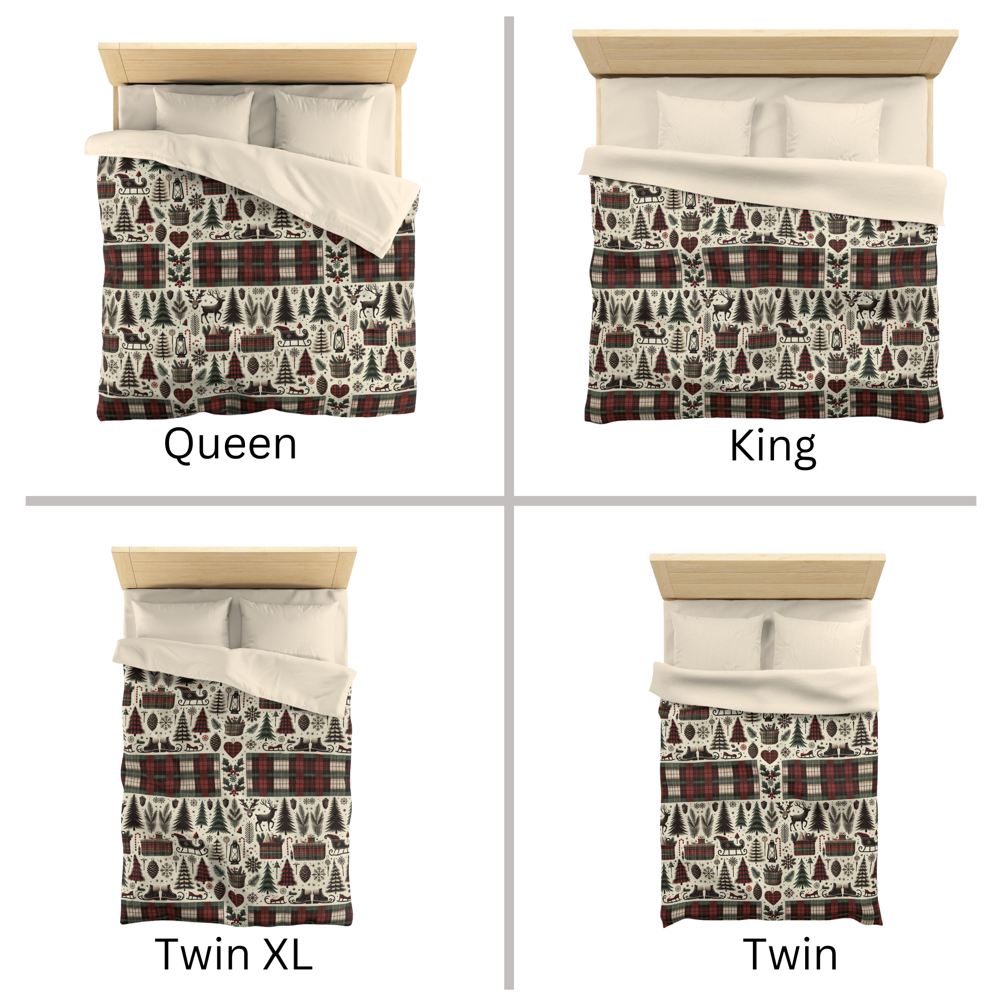 Rustic Plaid Christmas Duvet Cover – Cozy Cabin Holiday Bedding