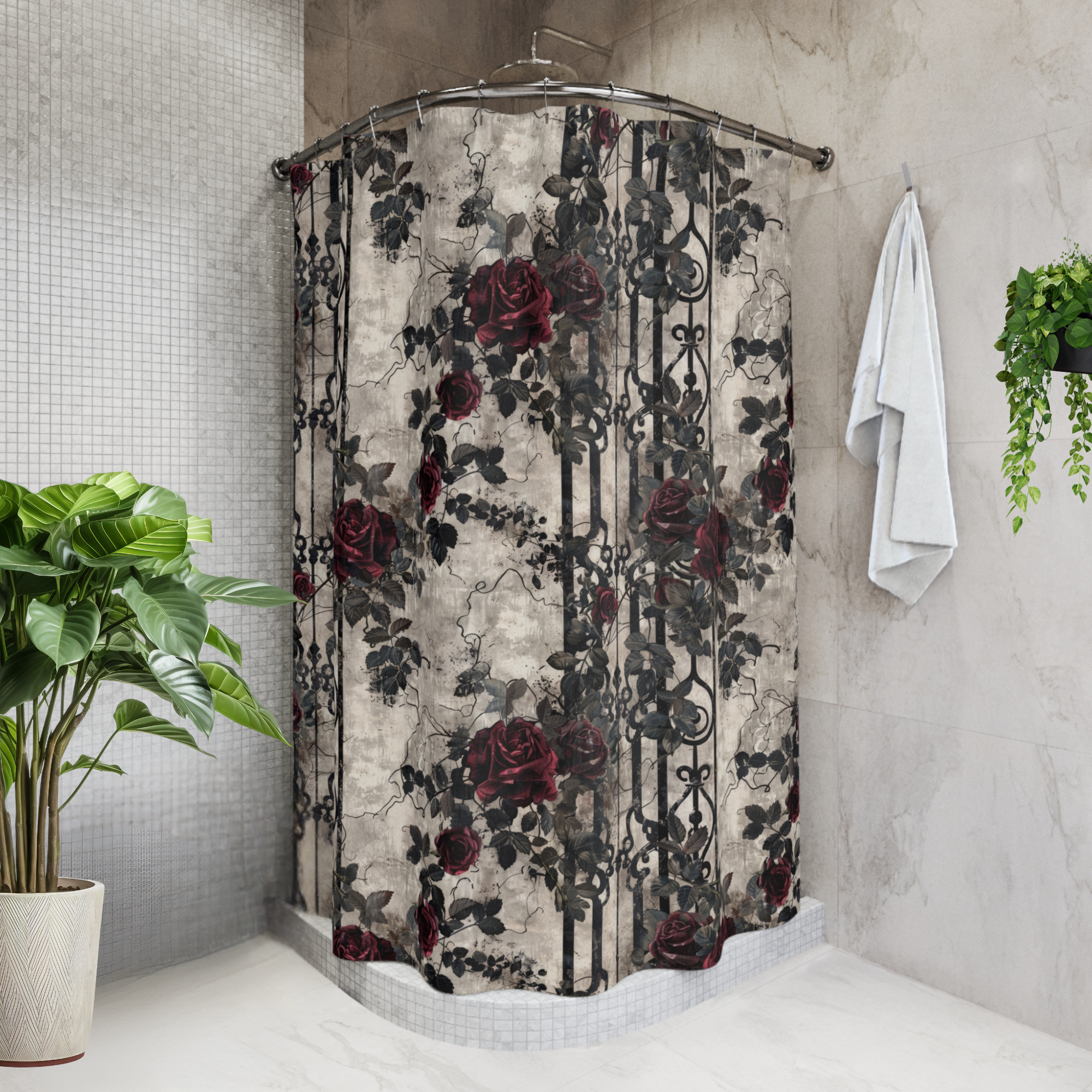 Gothic Rose Garden – Elegant Romantic Shower Curtain