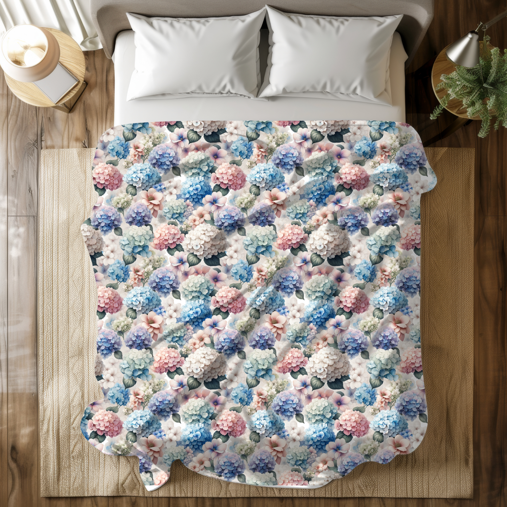 Pastel Hydrangea Garden Duvet Cover – Romantic Floral Bedding