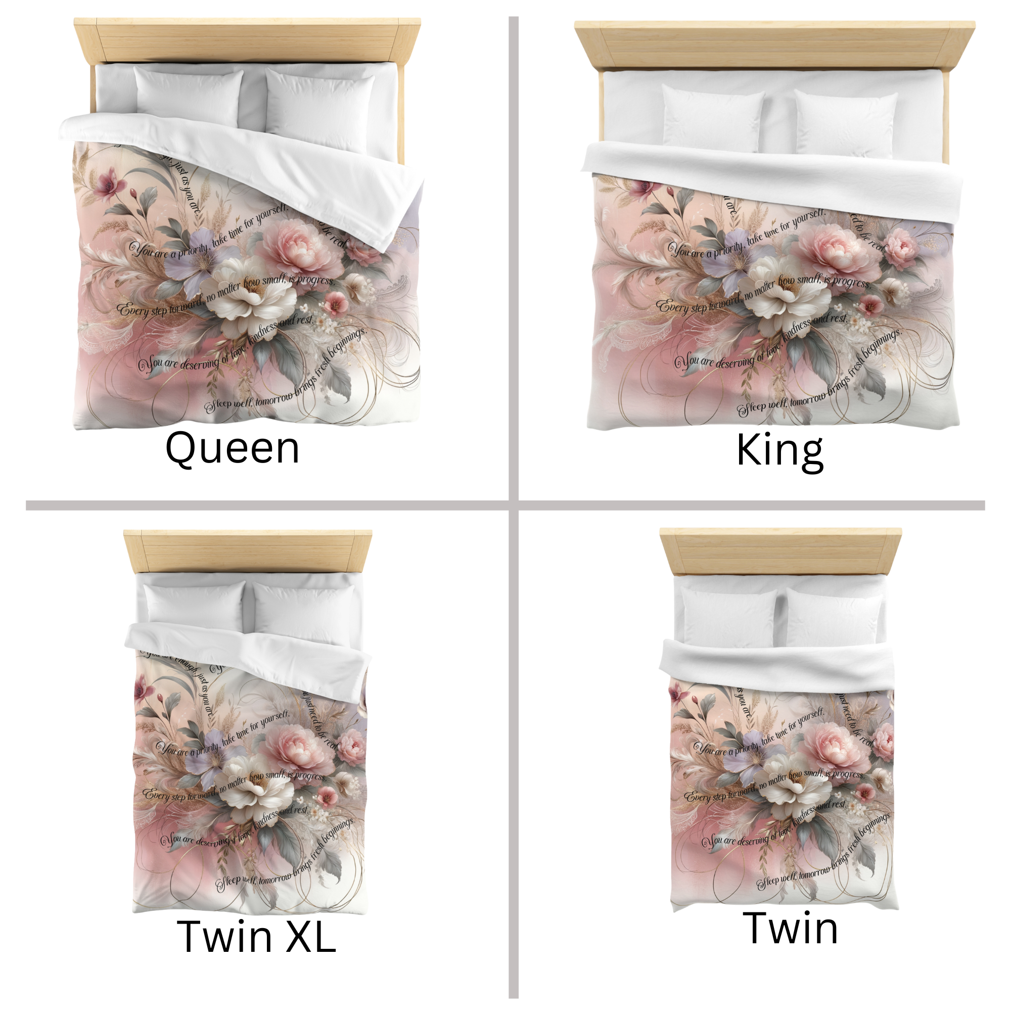 Soft Floral Affirmation Garden – Affirmation Floral Duvet Cover