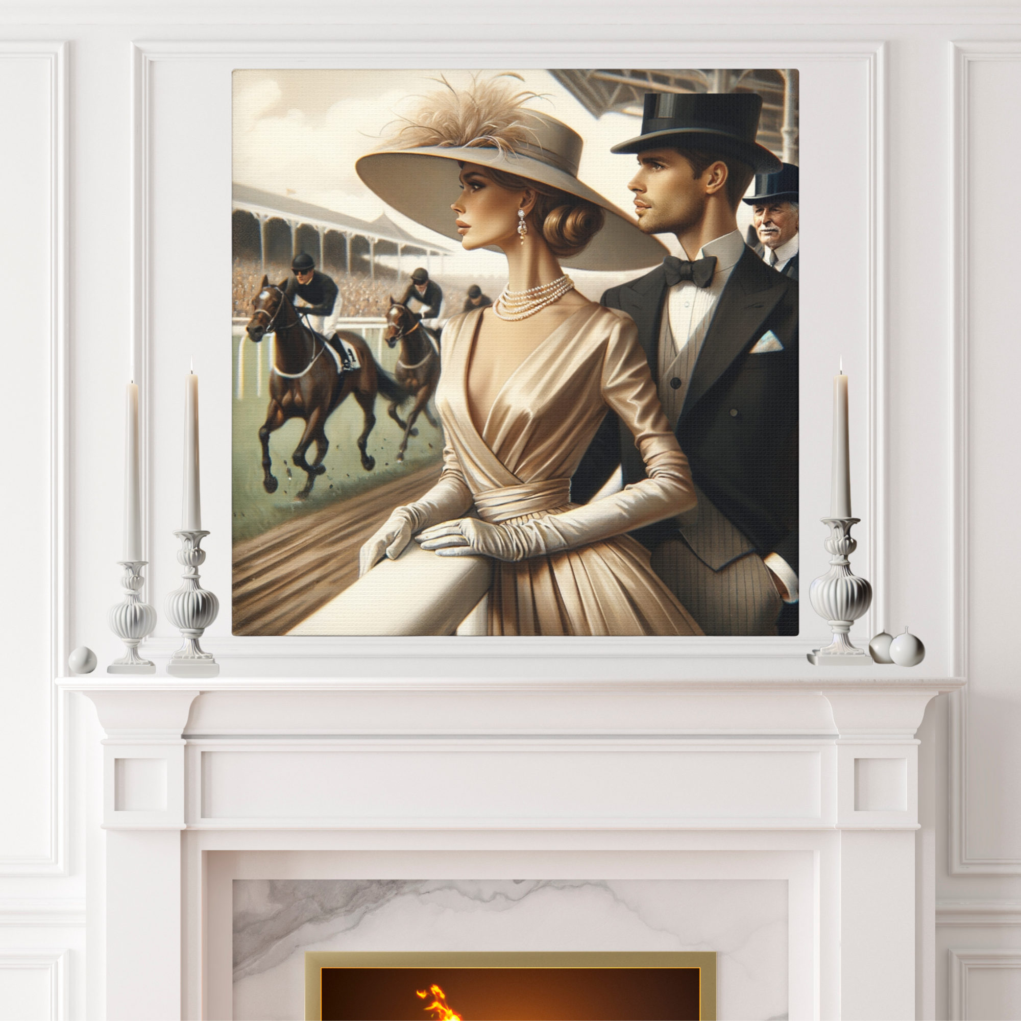 Gilded Race Day Elegance – Vintage Horse Racing Wall Art