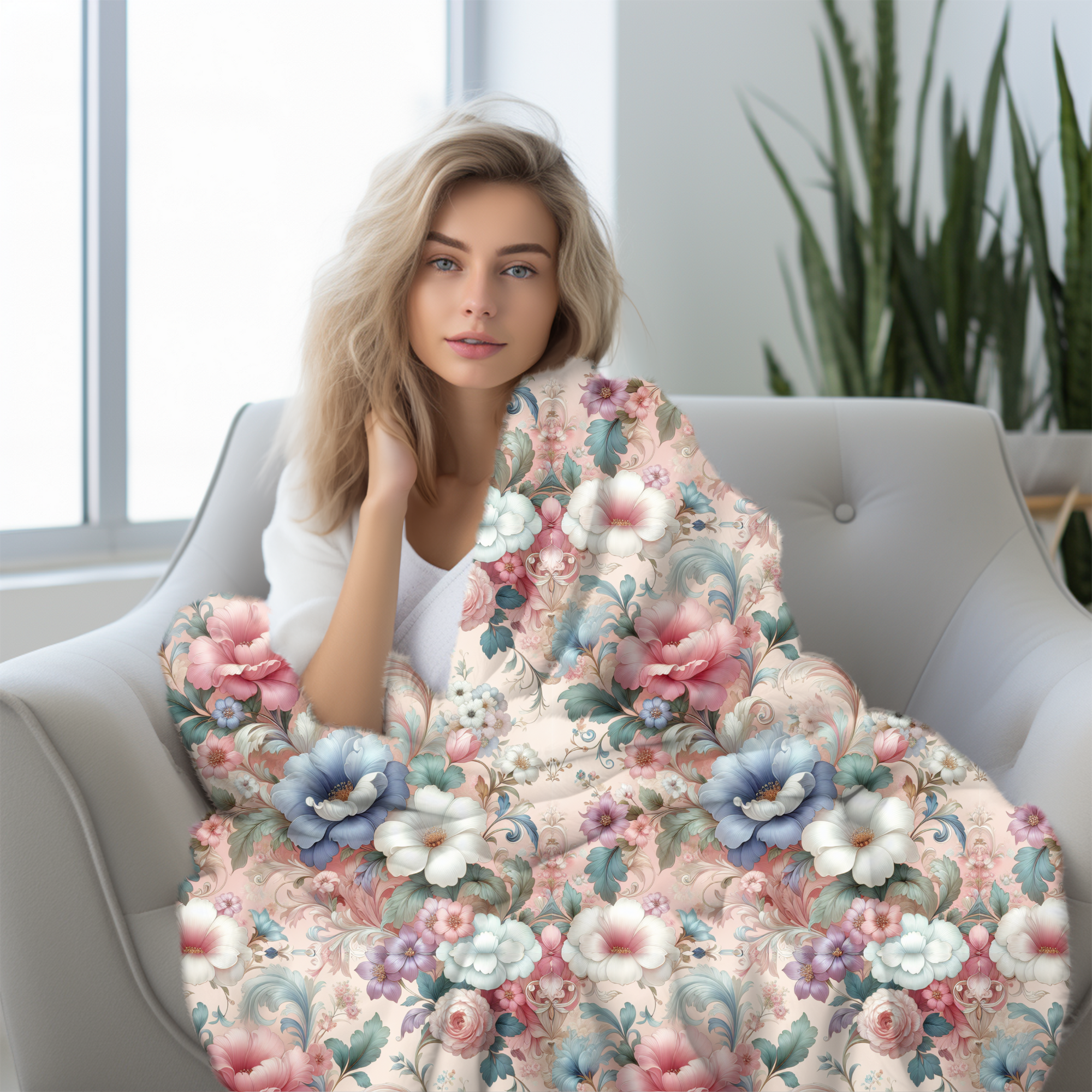 Victorian Rose Bouquet – Romantic Sherpa Floral Blanket