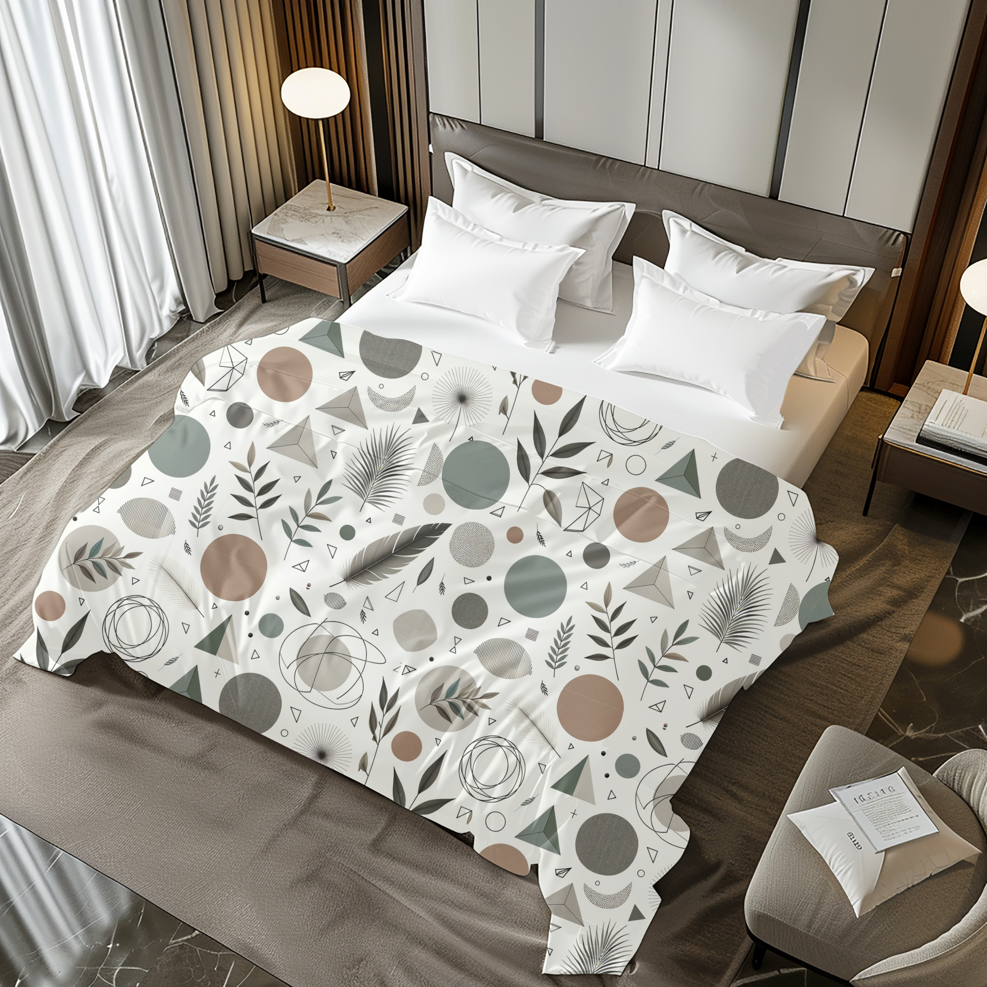 Earthy Geometric Shapes Duvet – Boho Modern Bedding