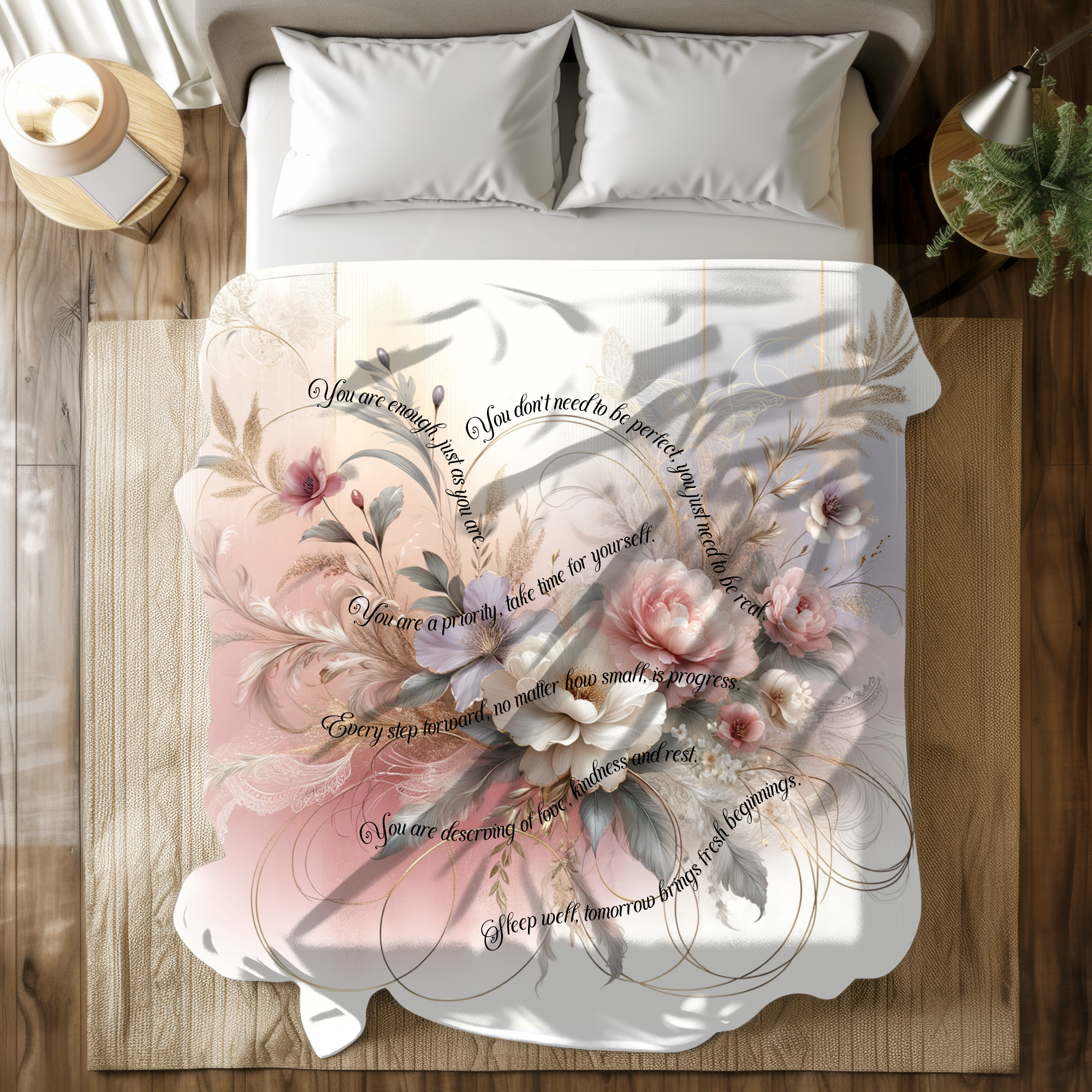 Soft Floral Affirmation Garden – Affirmation Floral Duvet Cover