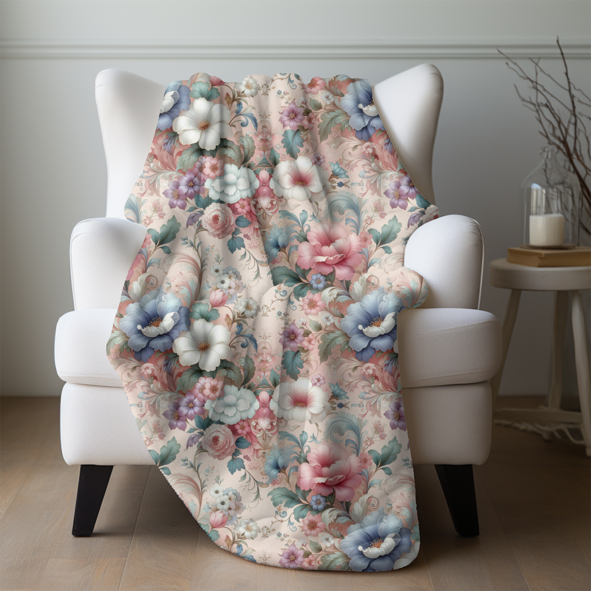 Victorian Rose Bouquet – Romantic Sherpa Floral Blanket