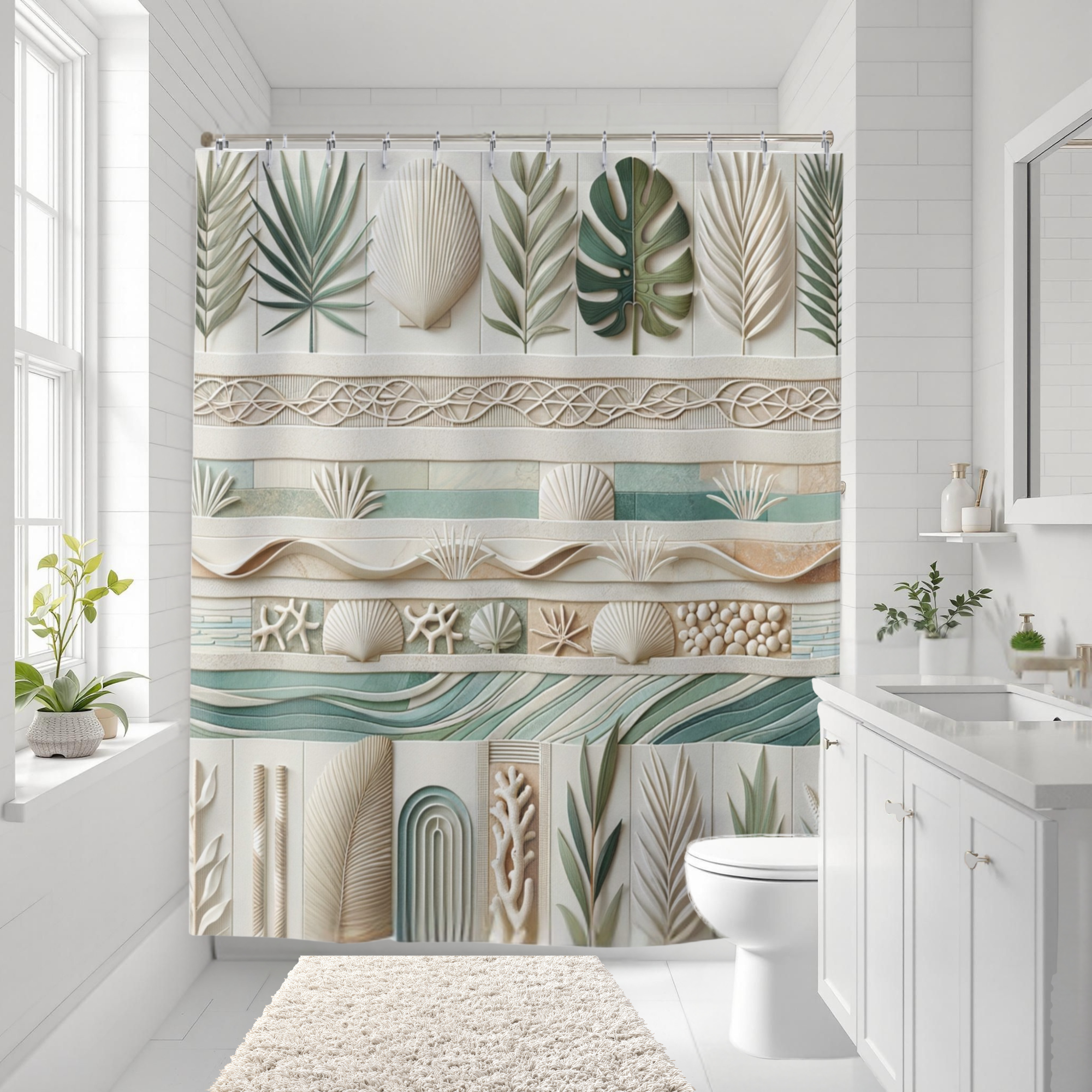 Coastal Botanical Shower Curtain