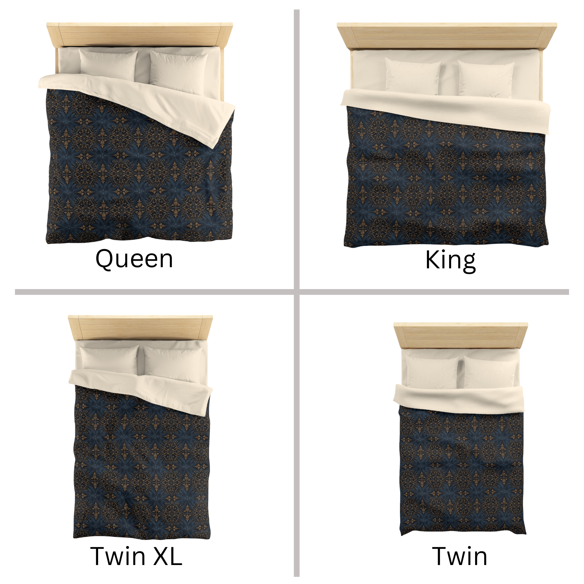Navy and Gold Baroque Duvet Cover – Luxury Gothic Bedding