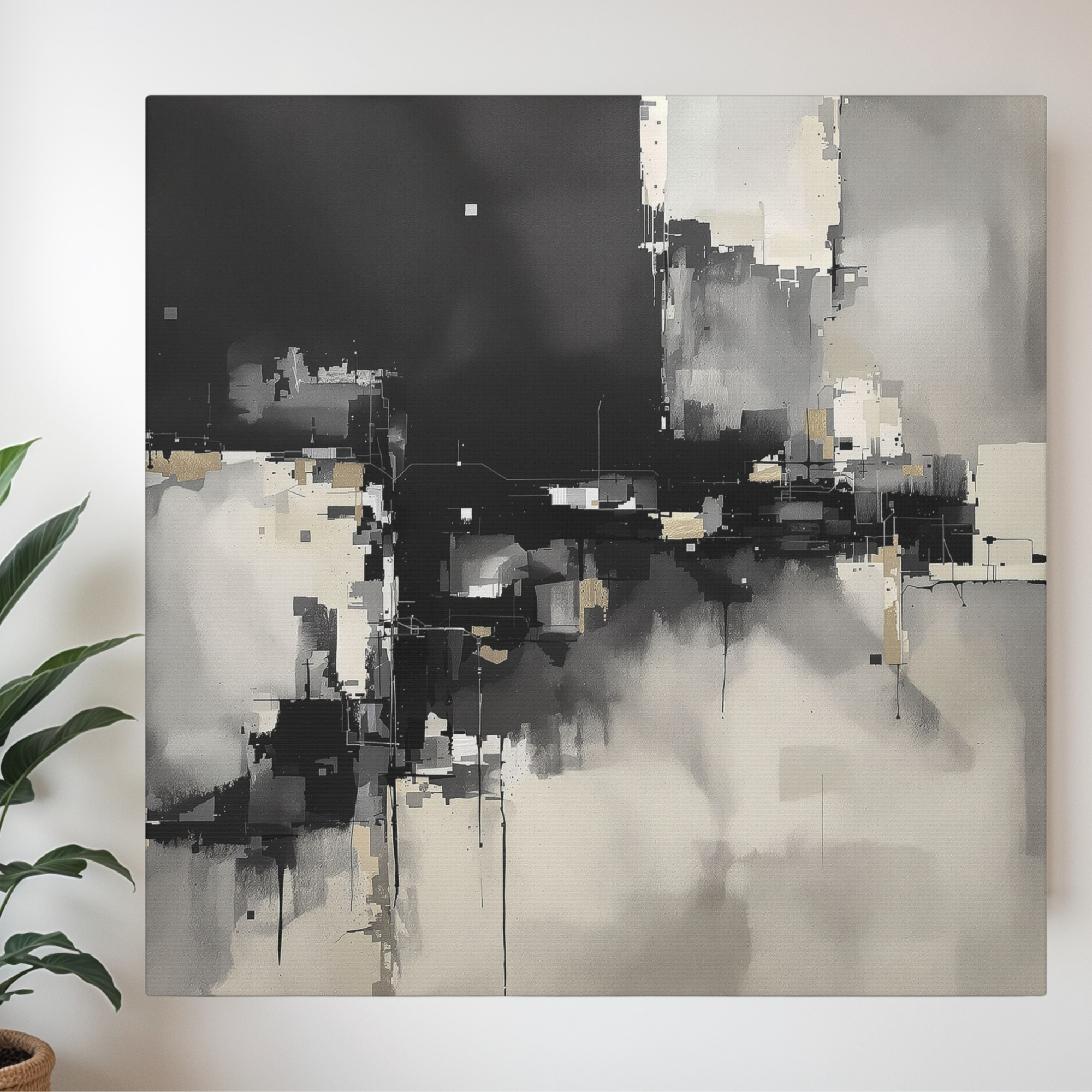 Monochrome Abstract Canvas Wall Art – Modern Gothic Neutral Artwork