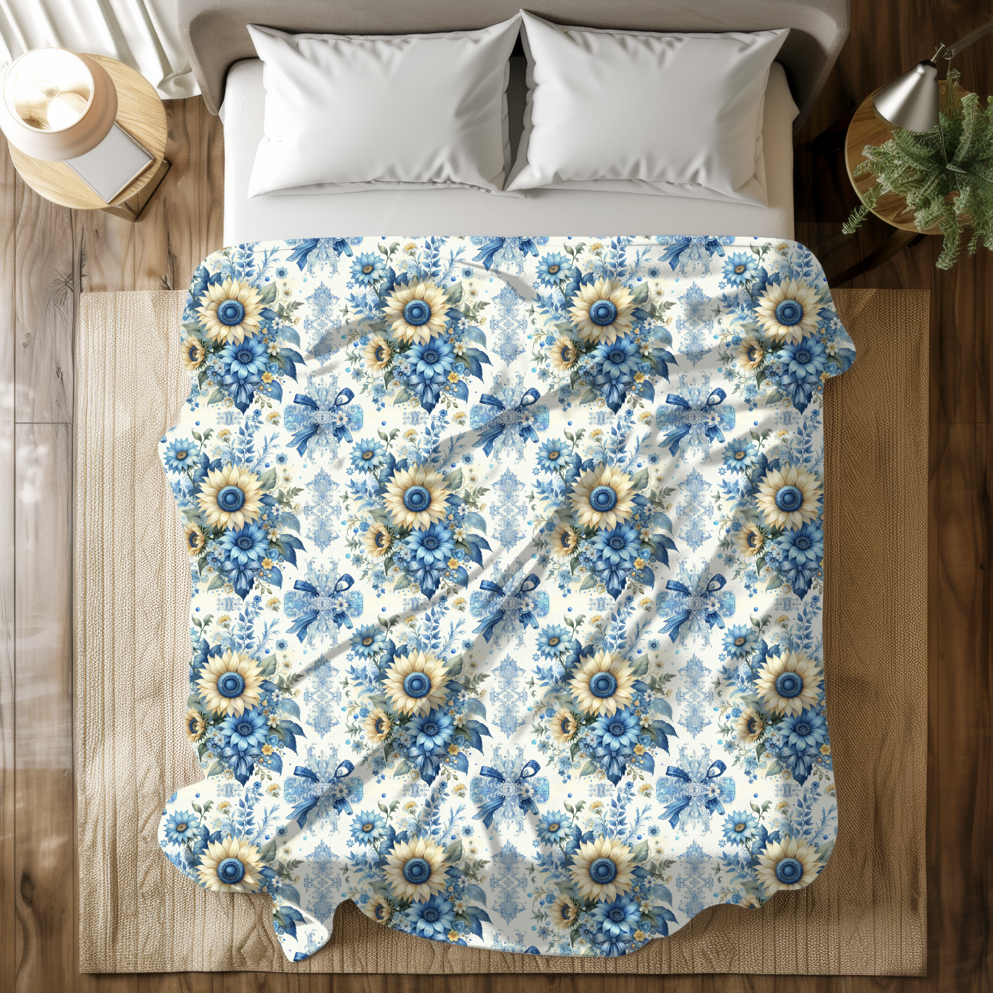 Sunlit Blue Garden – Blue Sunflower Duvet Cover