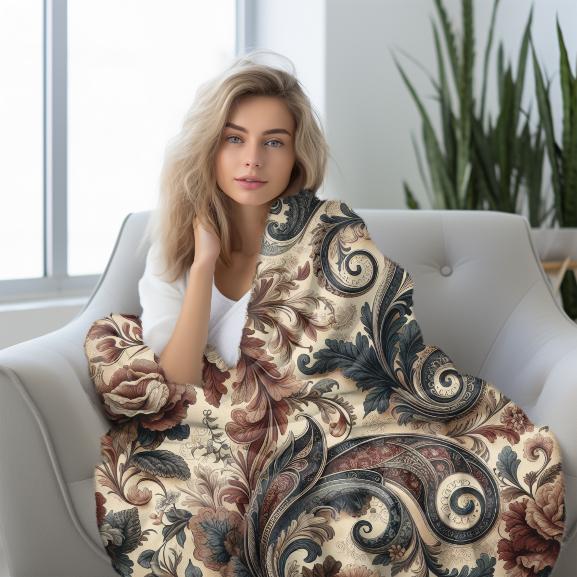 Victorian Paisley Garden – Romantic Sherpa Floral Blanket