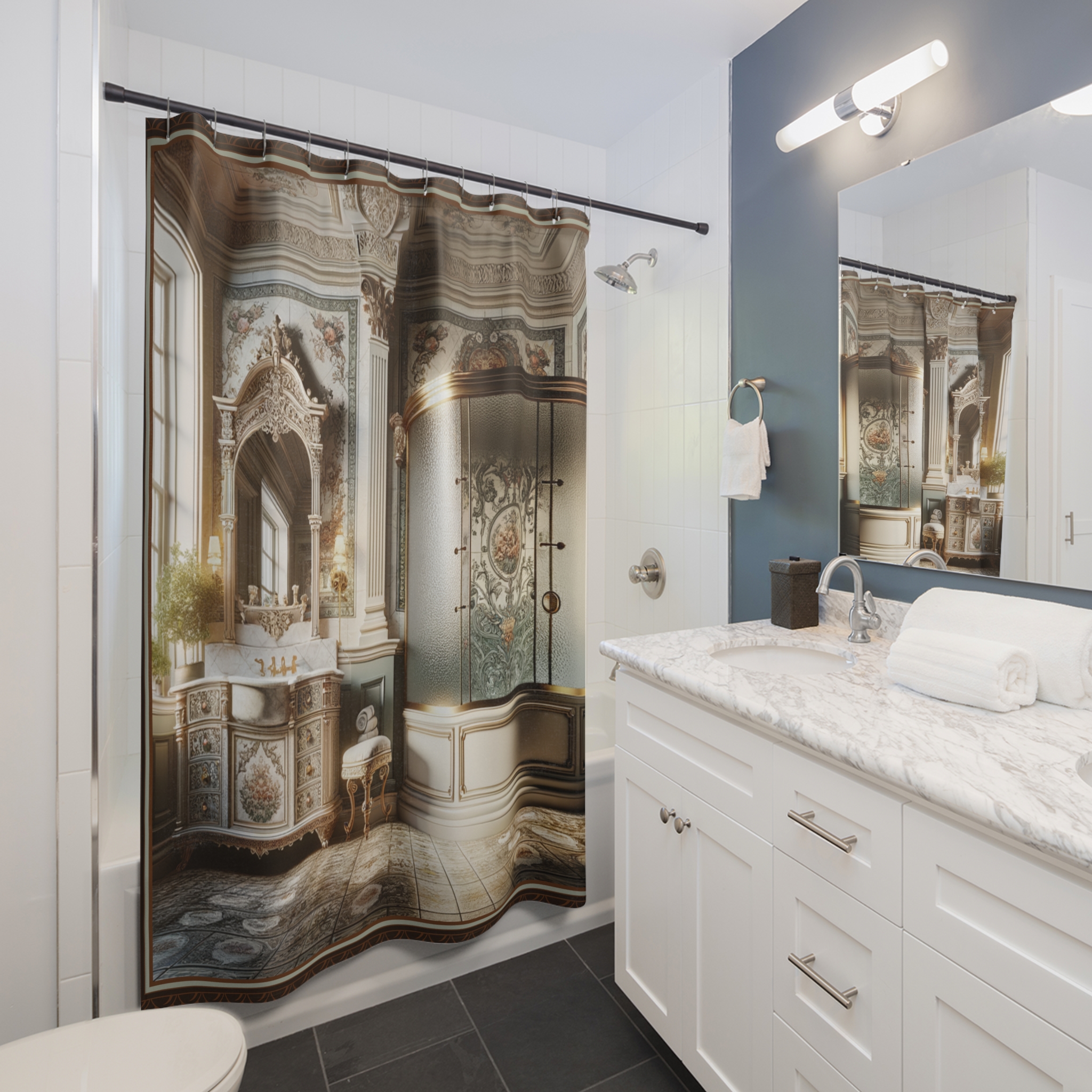 Regal Victorian Bathroom – Elegant Vintage Shower Curtain