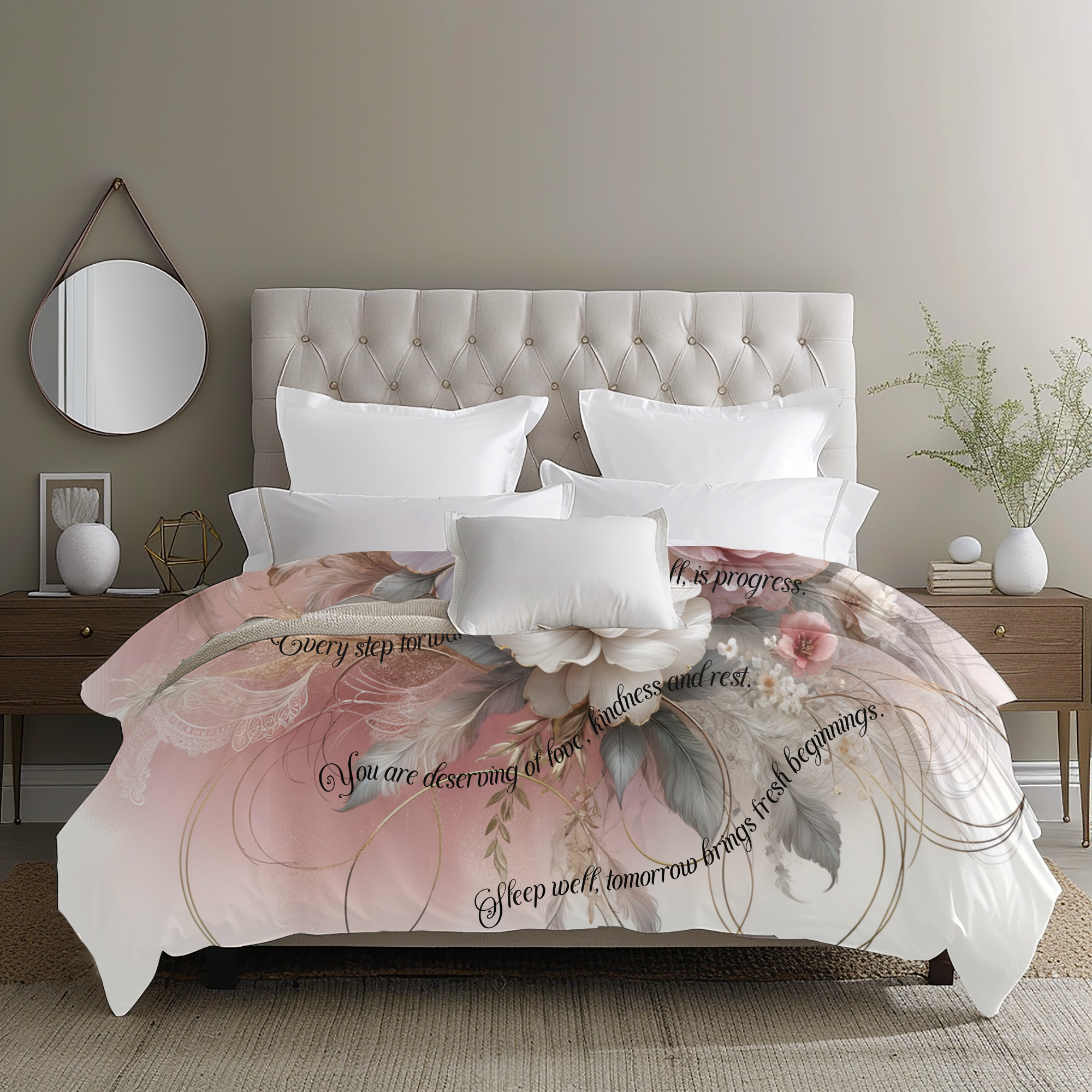 Soft Floral Affirmation Garden – Affirmation Floral Duvet Cover