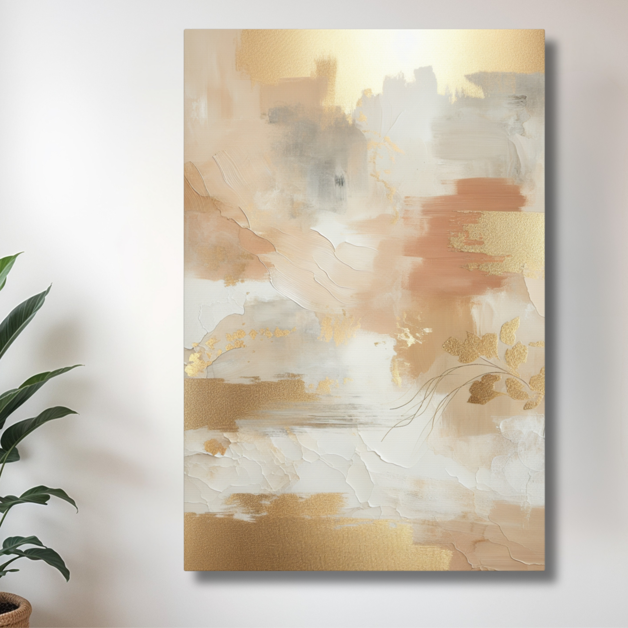 Gold and Beige Wall Art – Modern Neutral Canvas Print