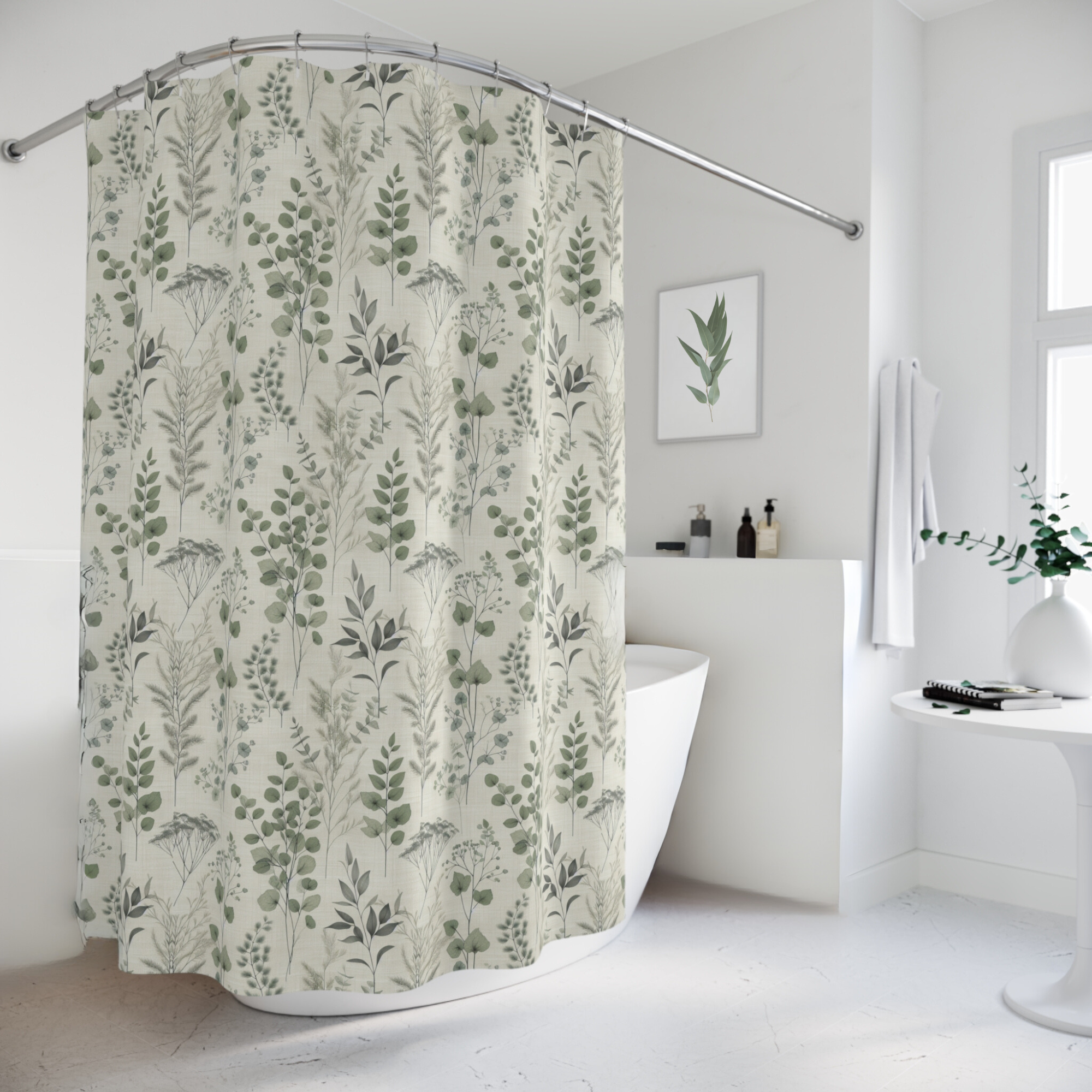 Botanical Garden Shower Curtain – Green Leaf Nature Bathroom Decor