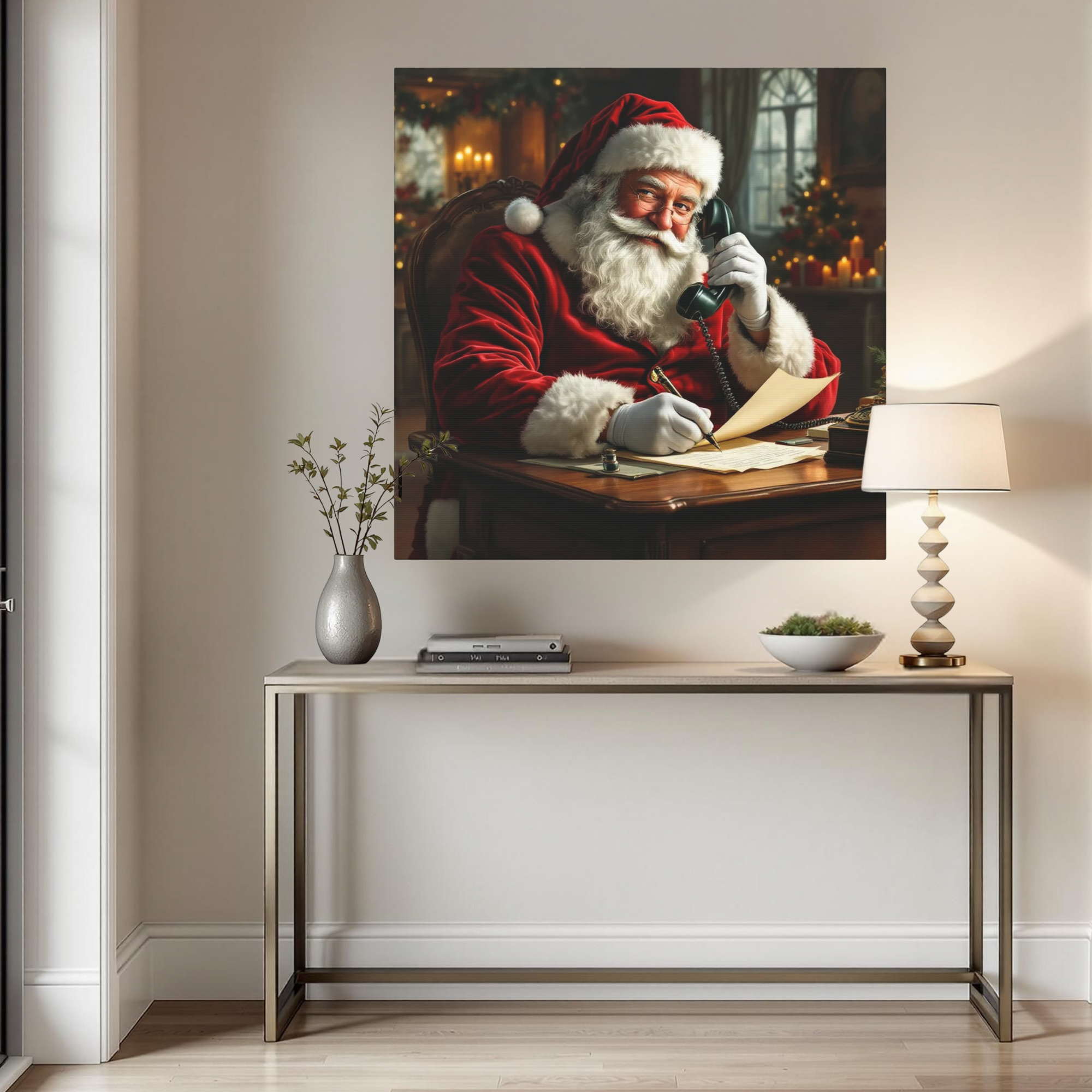Vintage Santa on the Phone – Vintage Santa Claus Wall Art