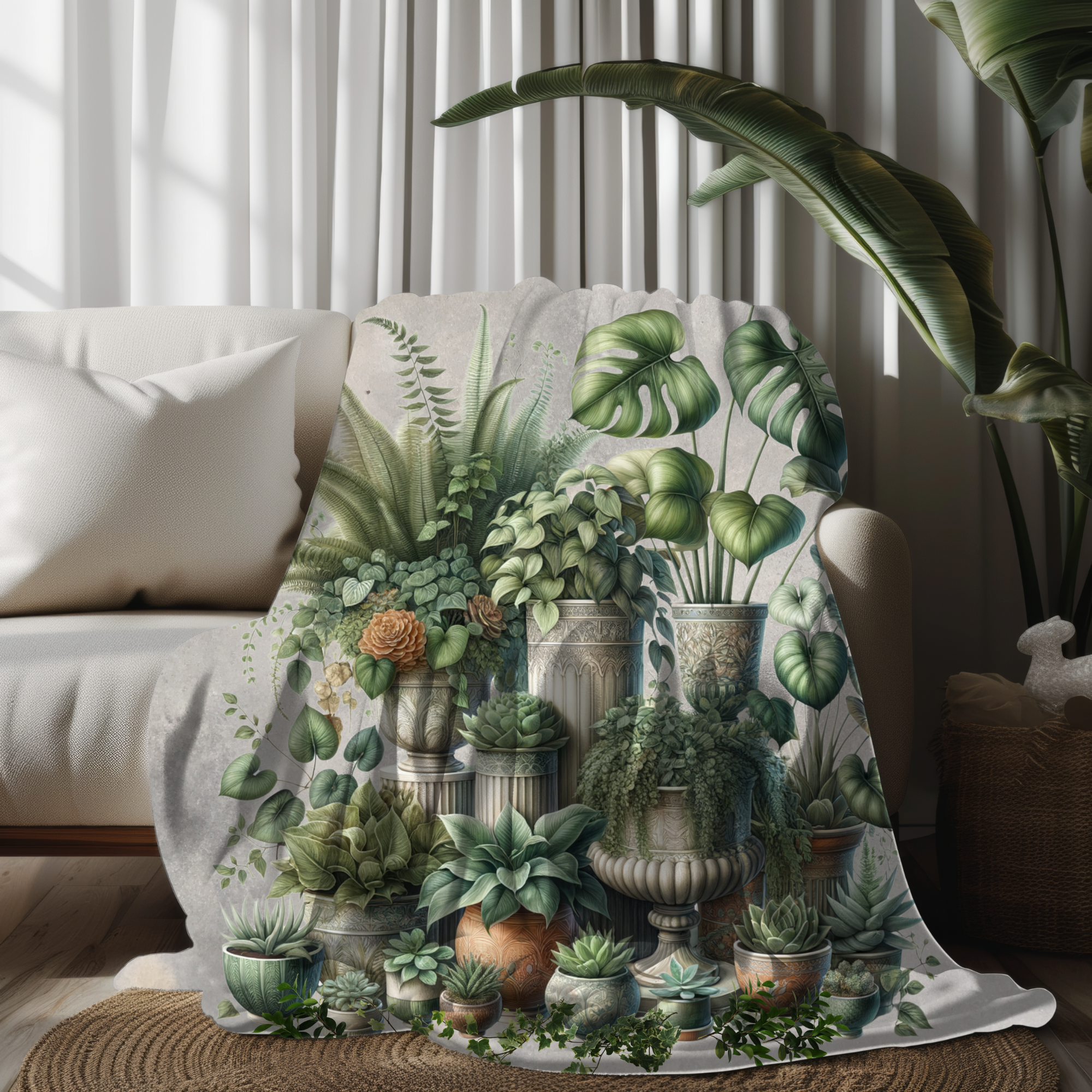 Potted Botanical Garden – Plant Lover’s Velveteen Blanket