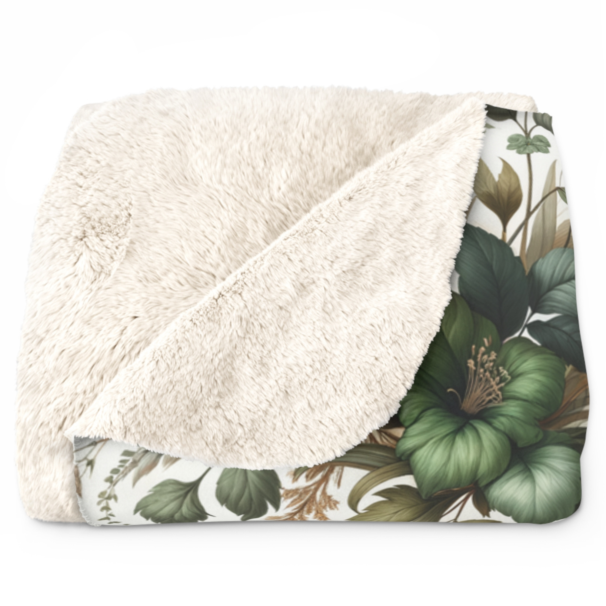 Botanical Garden Harmony – Cozy Sherpa Floral Blanket