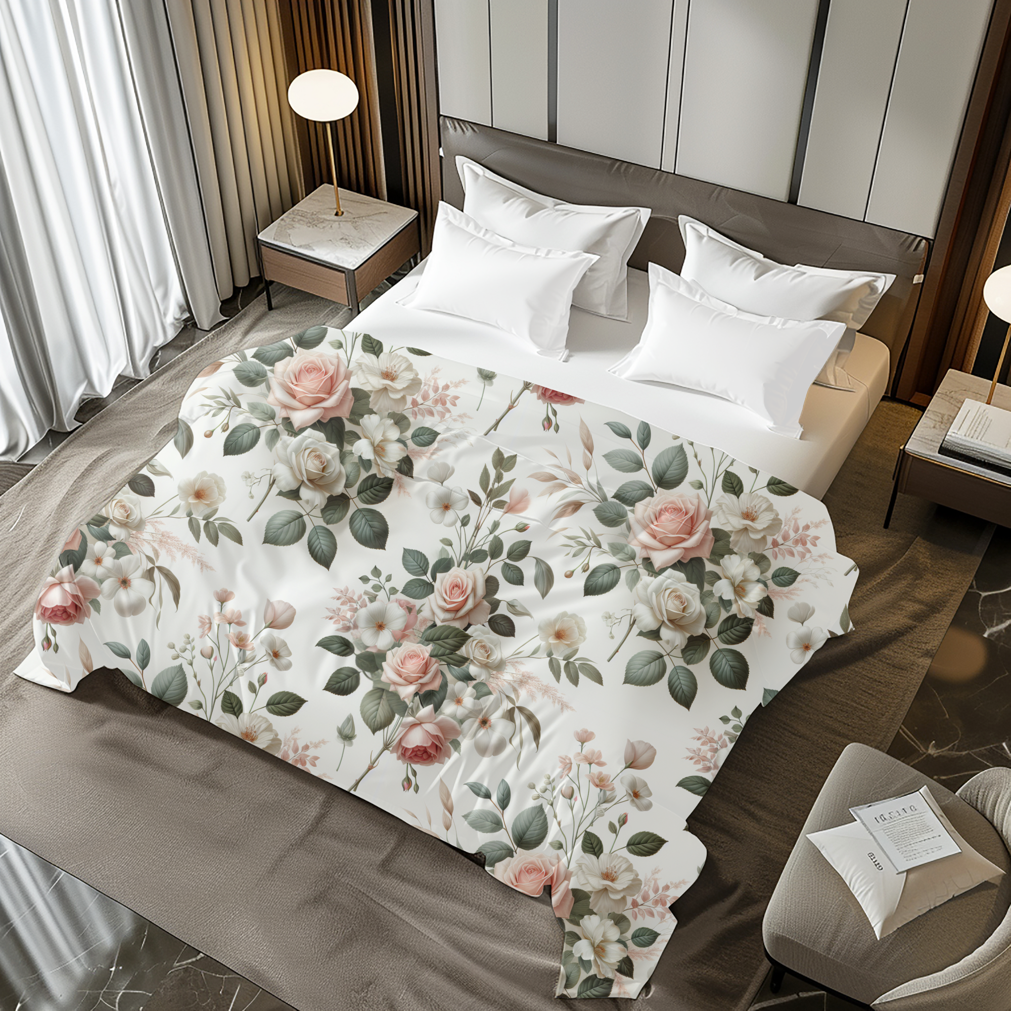 Romantic Garden Bouquet – Blush Floral Duvet Cover