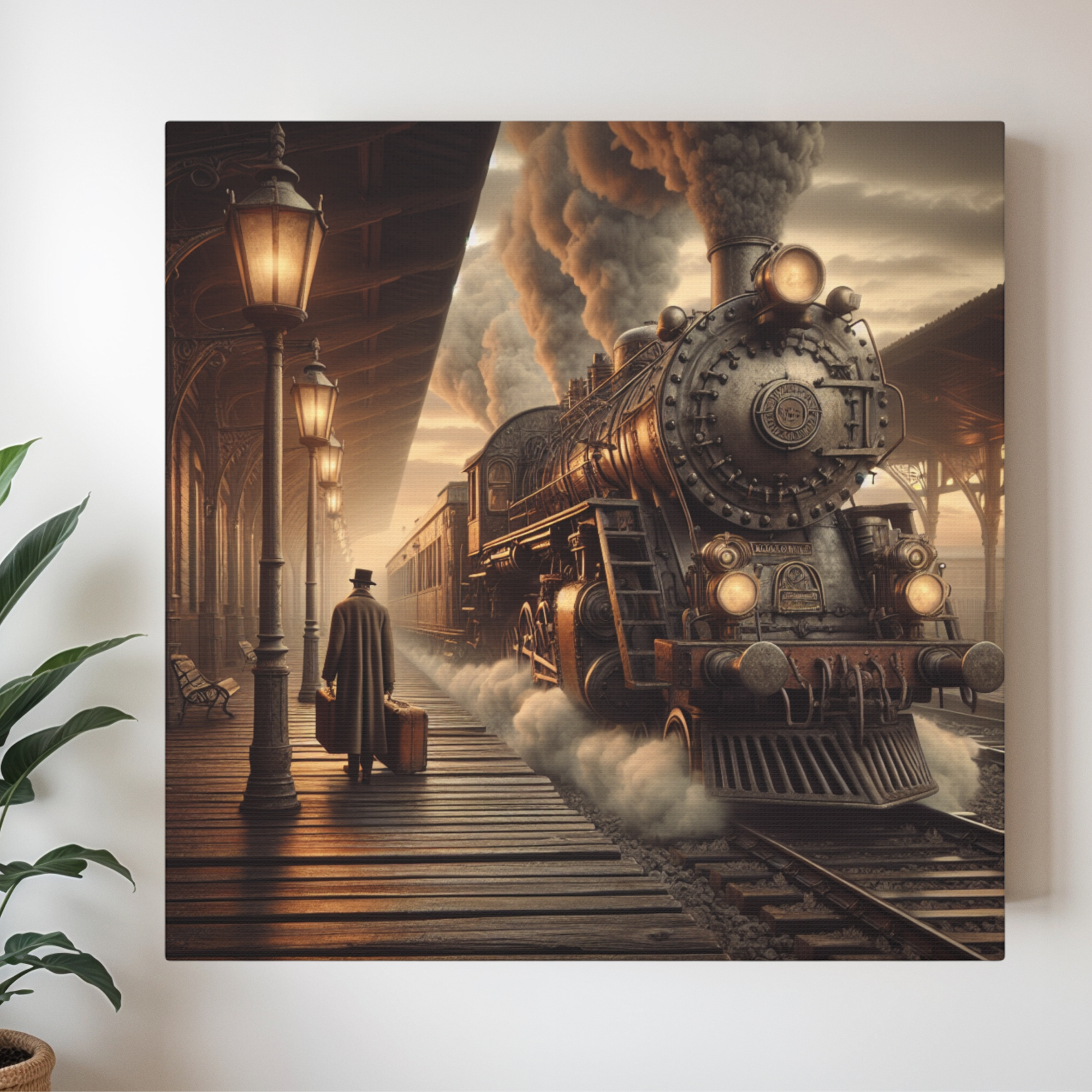 Victorian Steam Train Departure – Vintage Station Wall Art
