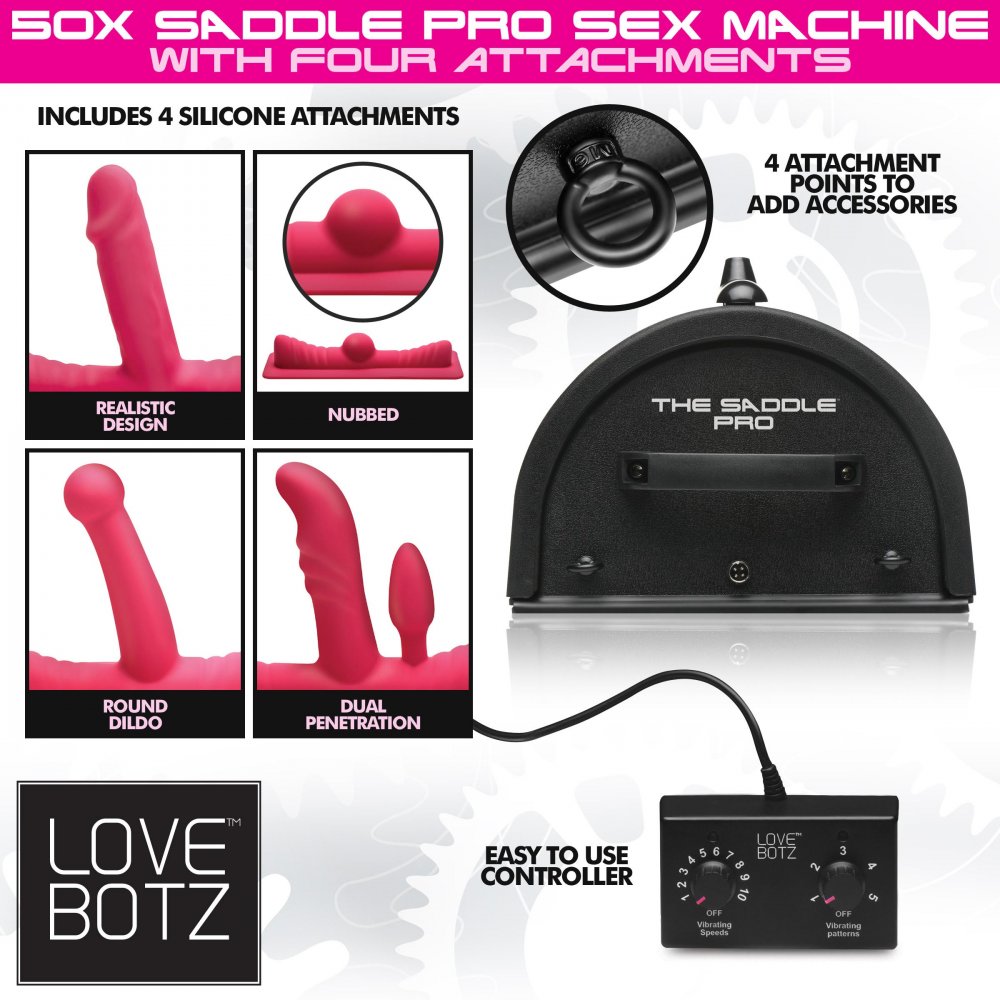 50X Saddle Pro Sex Machine with 4 Attachments