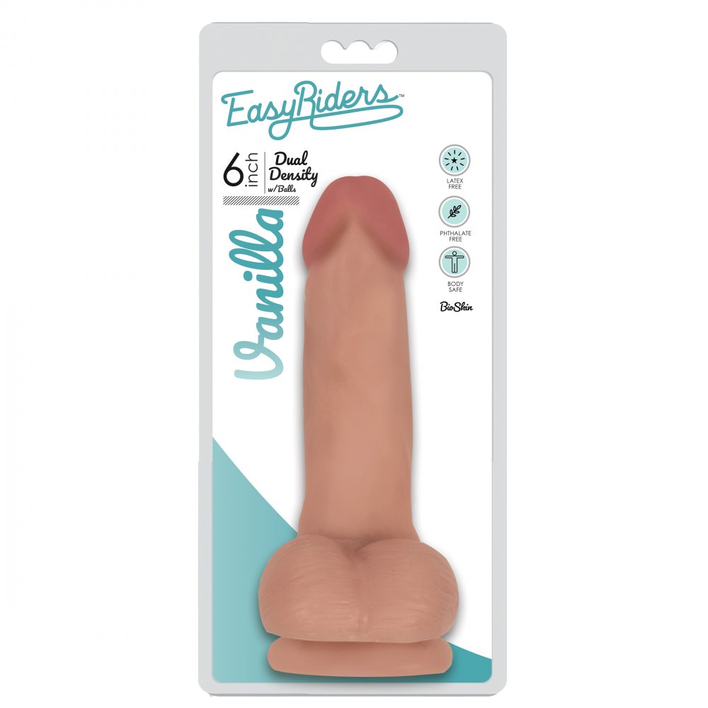 Easy Riders 6 Inch Dual Density Dildo With Balls - Flesh
