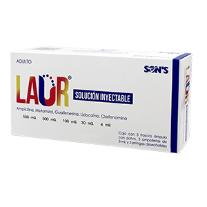 LAUR  Adulto Ampicilina,clorfenamina, guaifenesina,metamizol 3 frascos inyectables