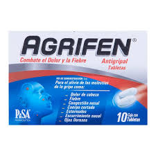 AGRIFEN Paracetamol,fenilefrina,cafeina,clorfenamina 10 tabletas