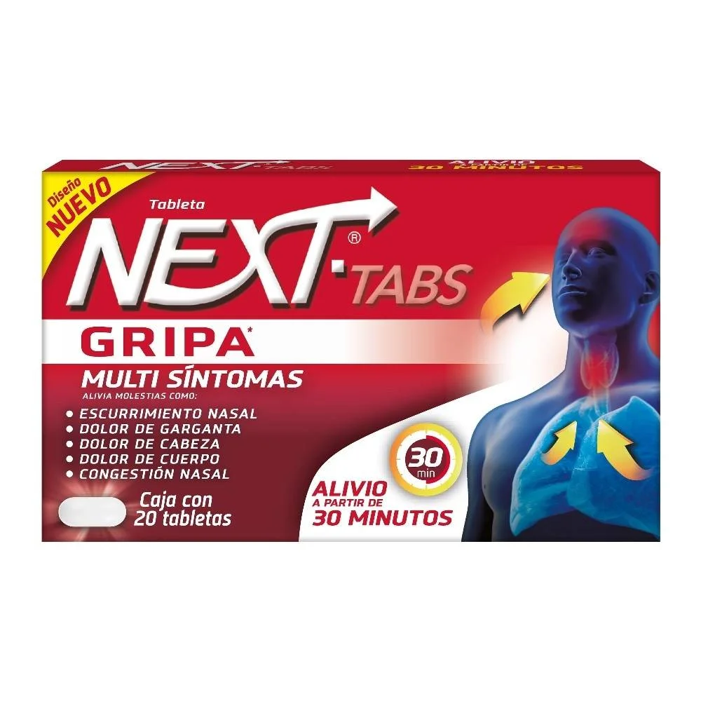 Next Paracetamol, cafeina , fenilefrina, clorfenamina 10 tabletas