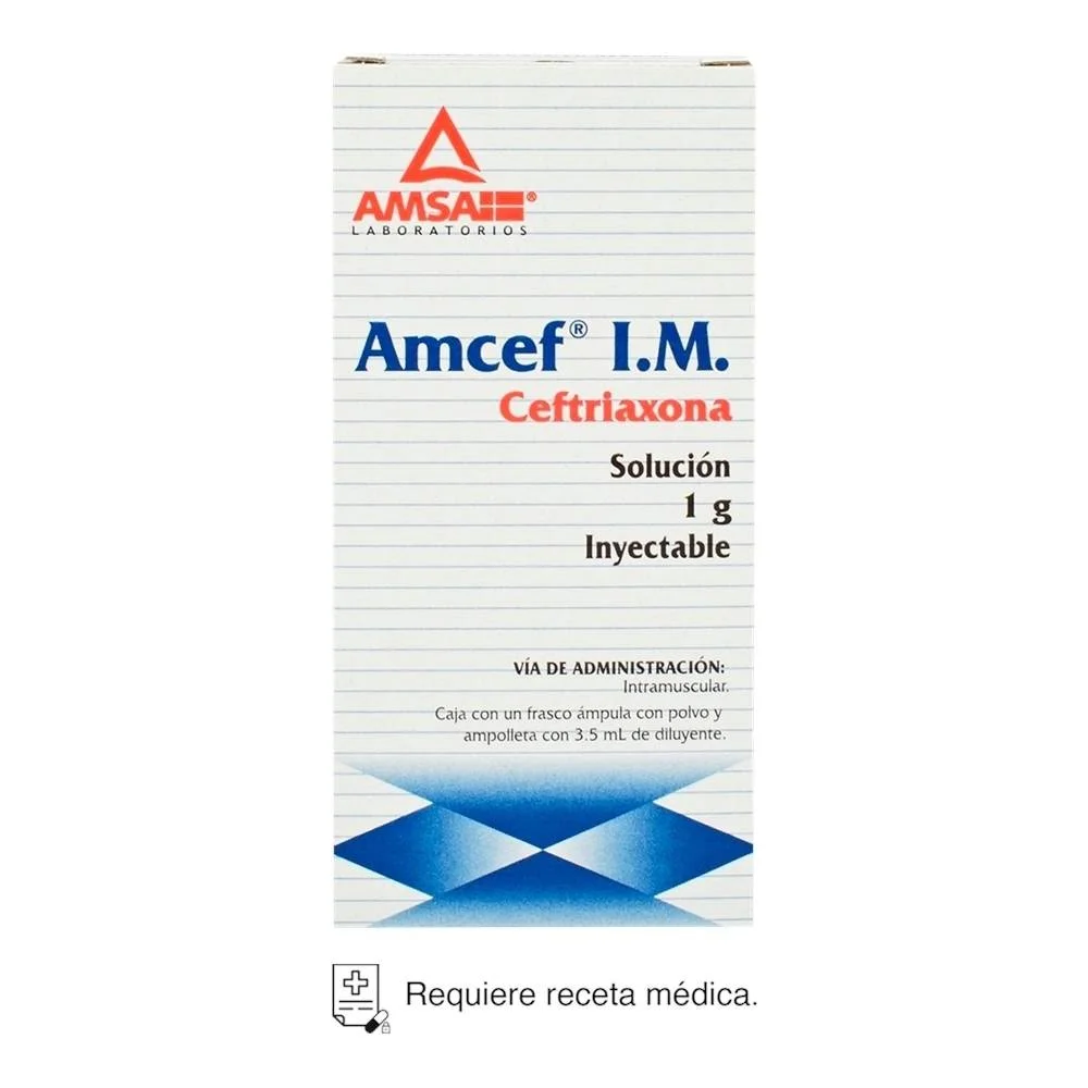 Amcef I.M. Ceftriaxona 1gr !frasco IM inyectable