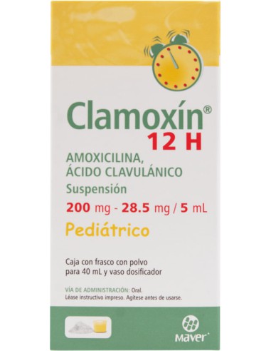 Clamoxín 12 H Pediatrico 200mg/28.5 Amoxicilina Acido clavulanico suspension 40ml