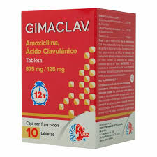 GIMACLAV 875mg/125mg Amoxicilina/acido clavulanico 10 tabletas