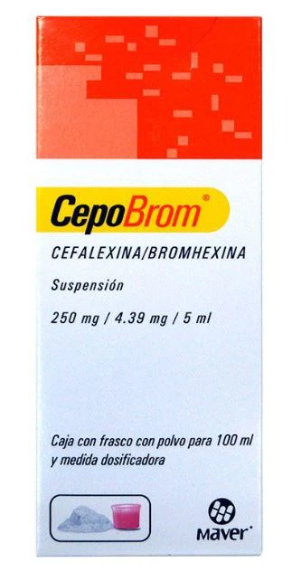 CepoBrom 250mg/4.39mg cefalexina/bromhexina suspension 100ml